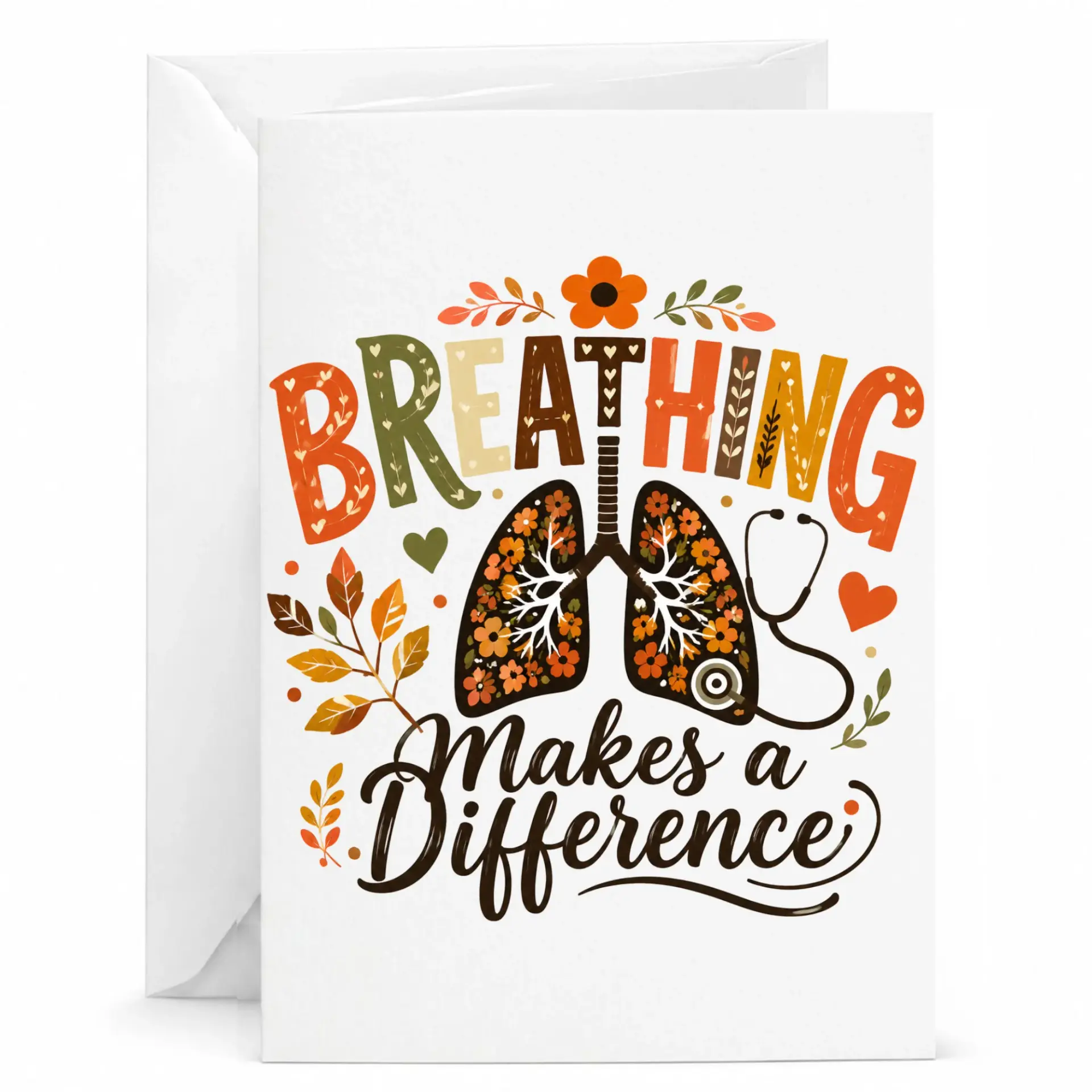 Greeting Card Breathing Makes a Difference Floral Lung Art for Healthcare Professionals and Medical Workers Appreciation