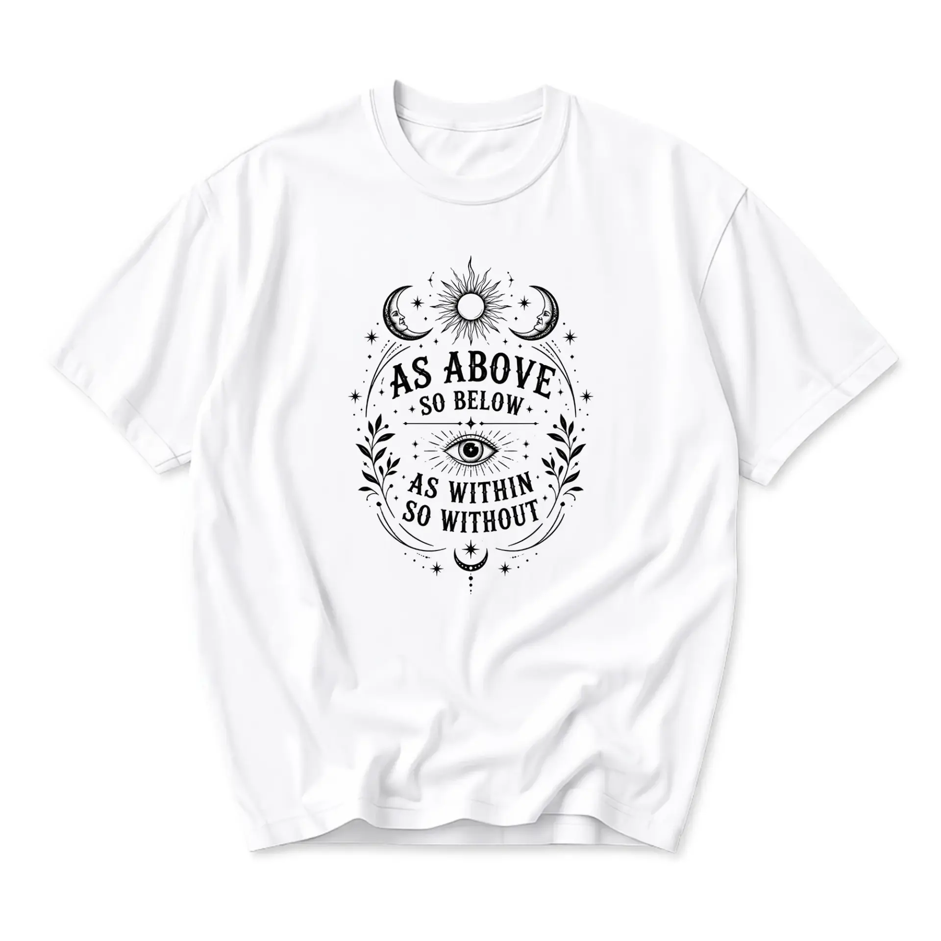 Graphic Tee as Above so Below Celestial Eye Design Unisex Casual Crew Neck Comfortable Cotton Blend Short Sleeve Shirt