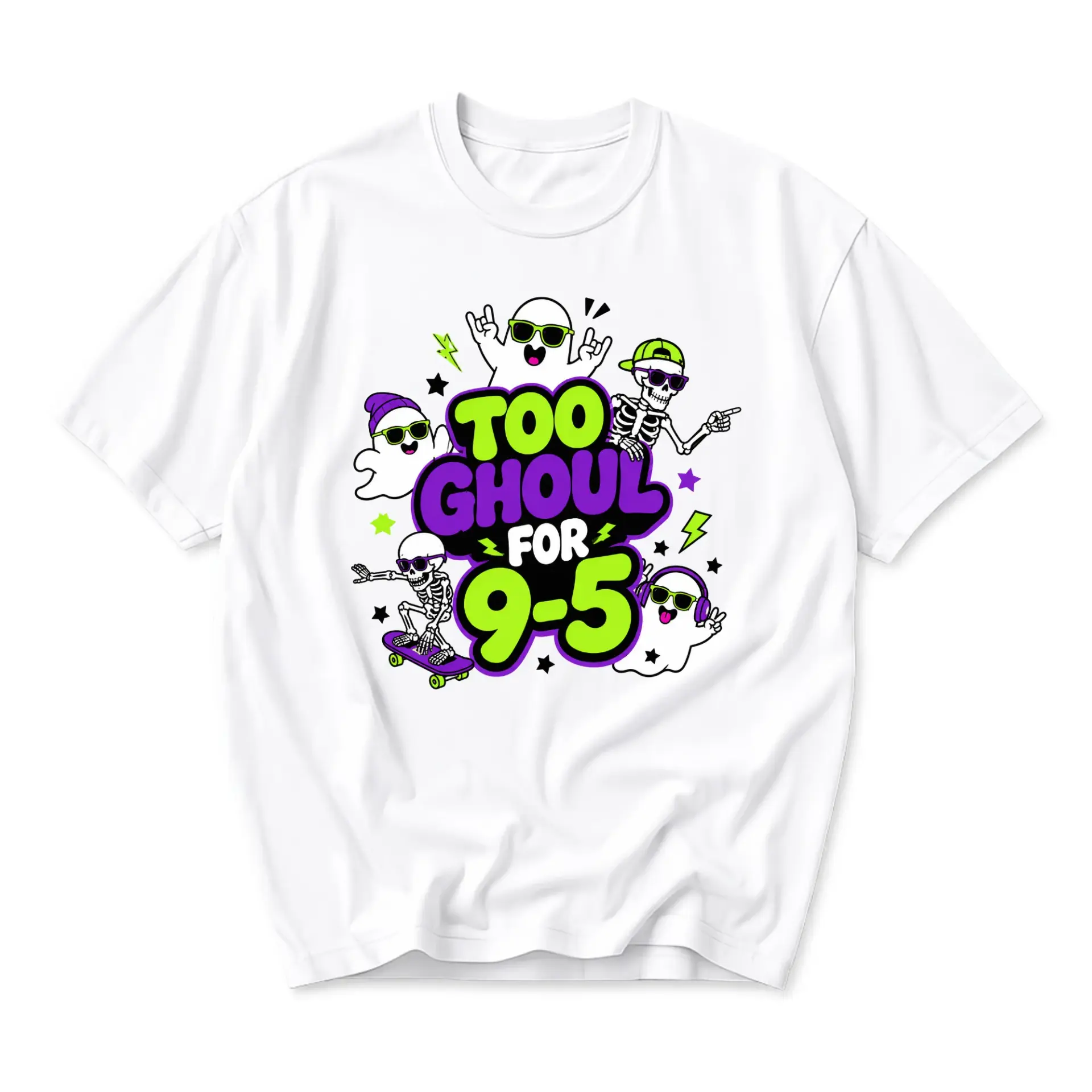 Funny Shirt Too Ghoul for 9-5 Graphic Tee Unisex Crew Neck Casual Cotton Blend Top for Everyday Wear and Self Expression
