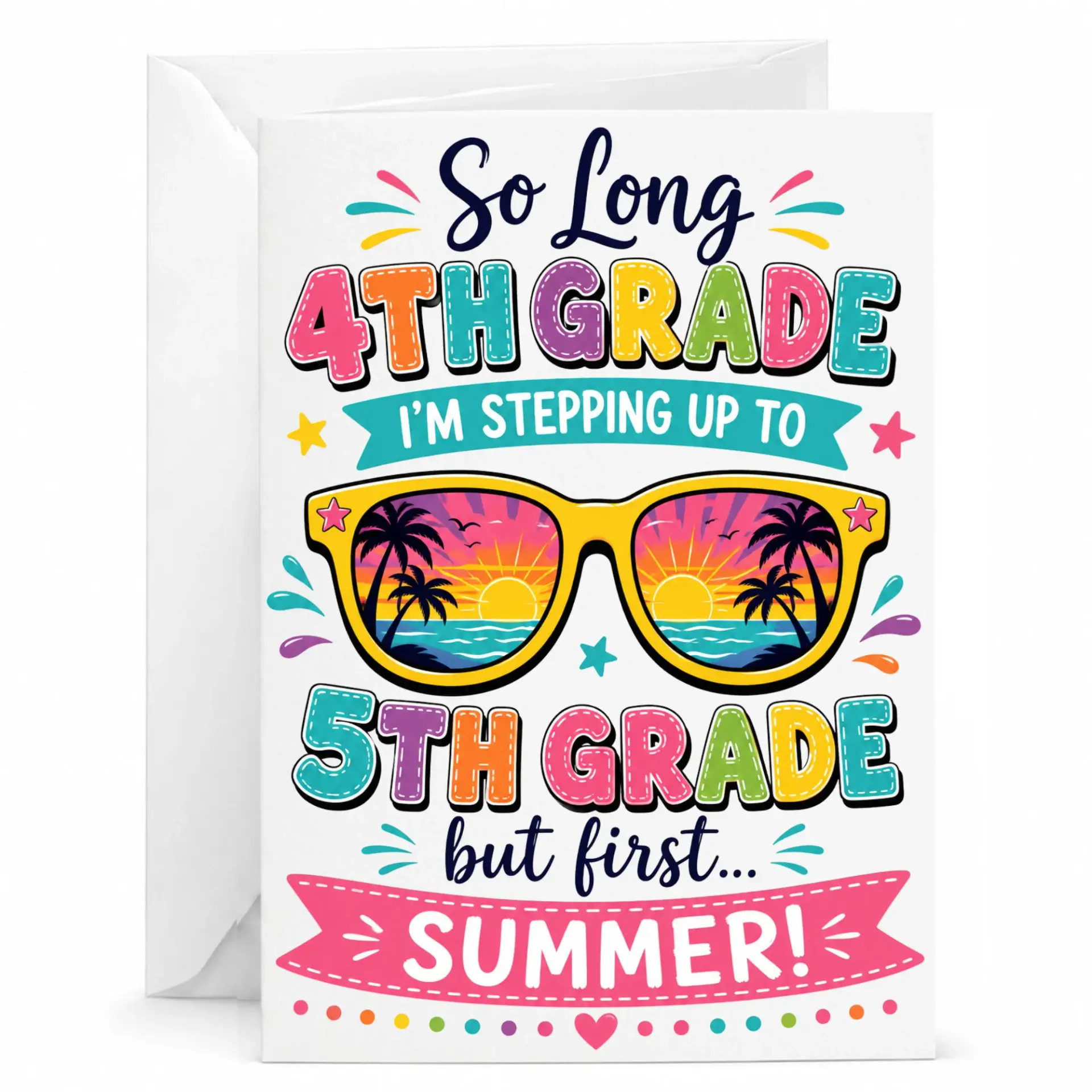 Greeting Card so Long 4th to 5th Summer Vacation Promotion Congratulations Note