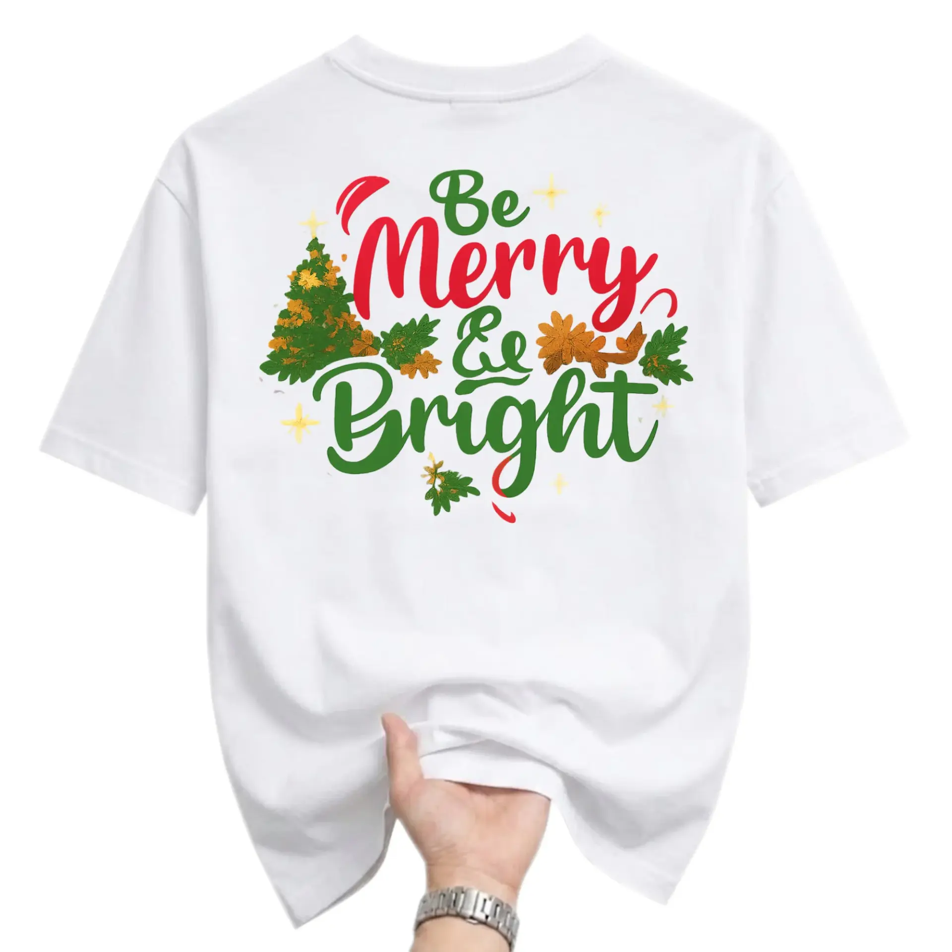 T-shirt Be Merry and Bright Graphic Tee Christmas Holiday Season Festive