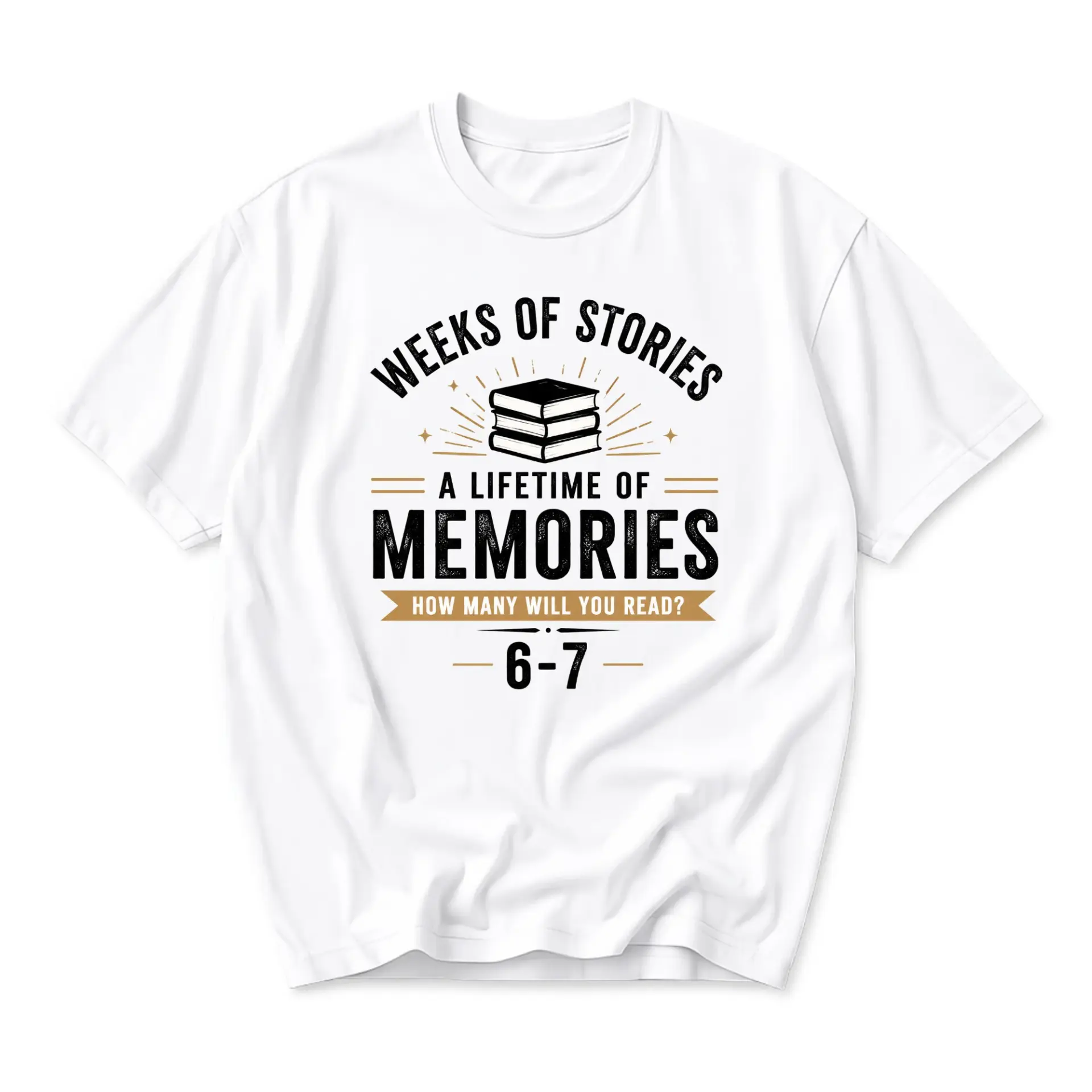 Graphic Tee Weeks of Stories a Lifetime of Memories Book Lover Unisex Crew Neck Cotton Blend Casual Short Sleeve Shirt