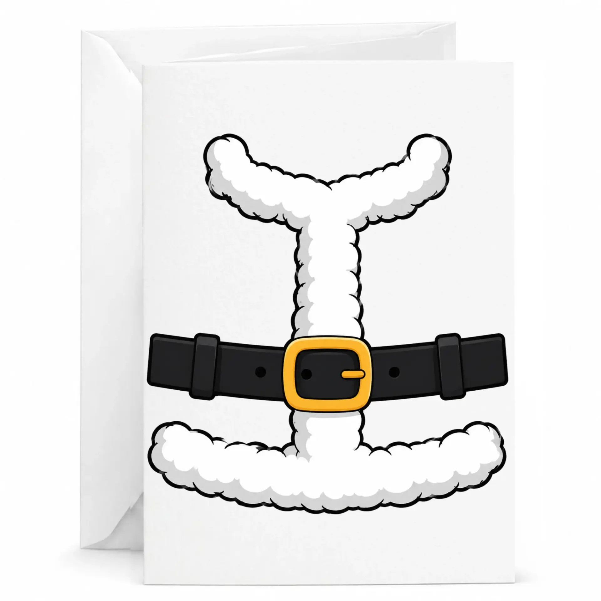 Funny Holiday Greeting Card Featuring Santa Claus Suit Belt Design Festive Seasonal Stationery for Friends and Family