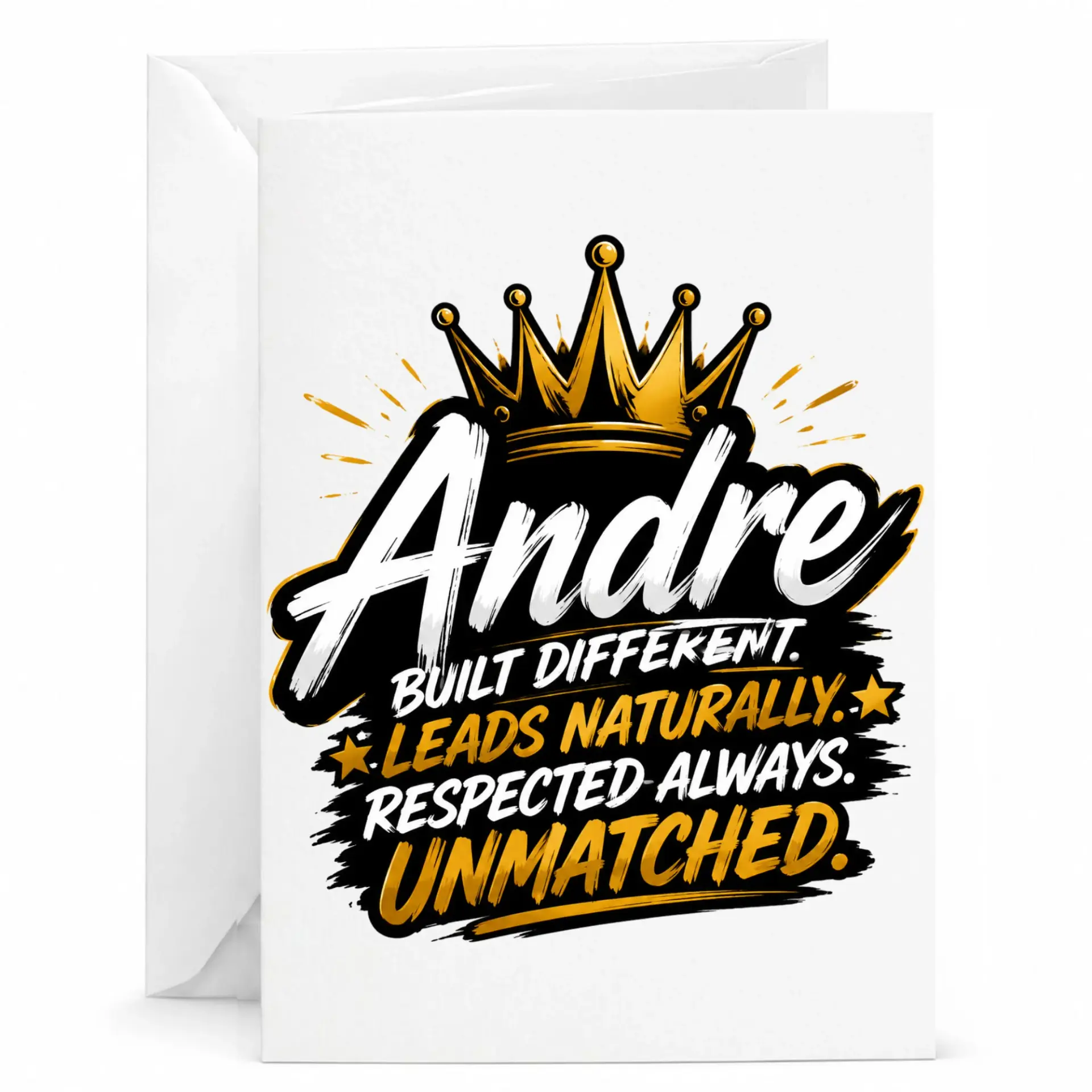 Greeting Card Featuring Crown Motif and Inspirational Name Quote for Personalized Celebrations and Appreciation