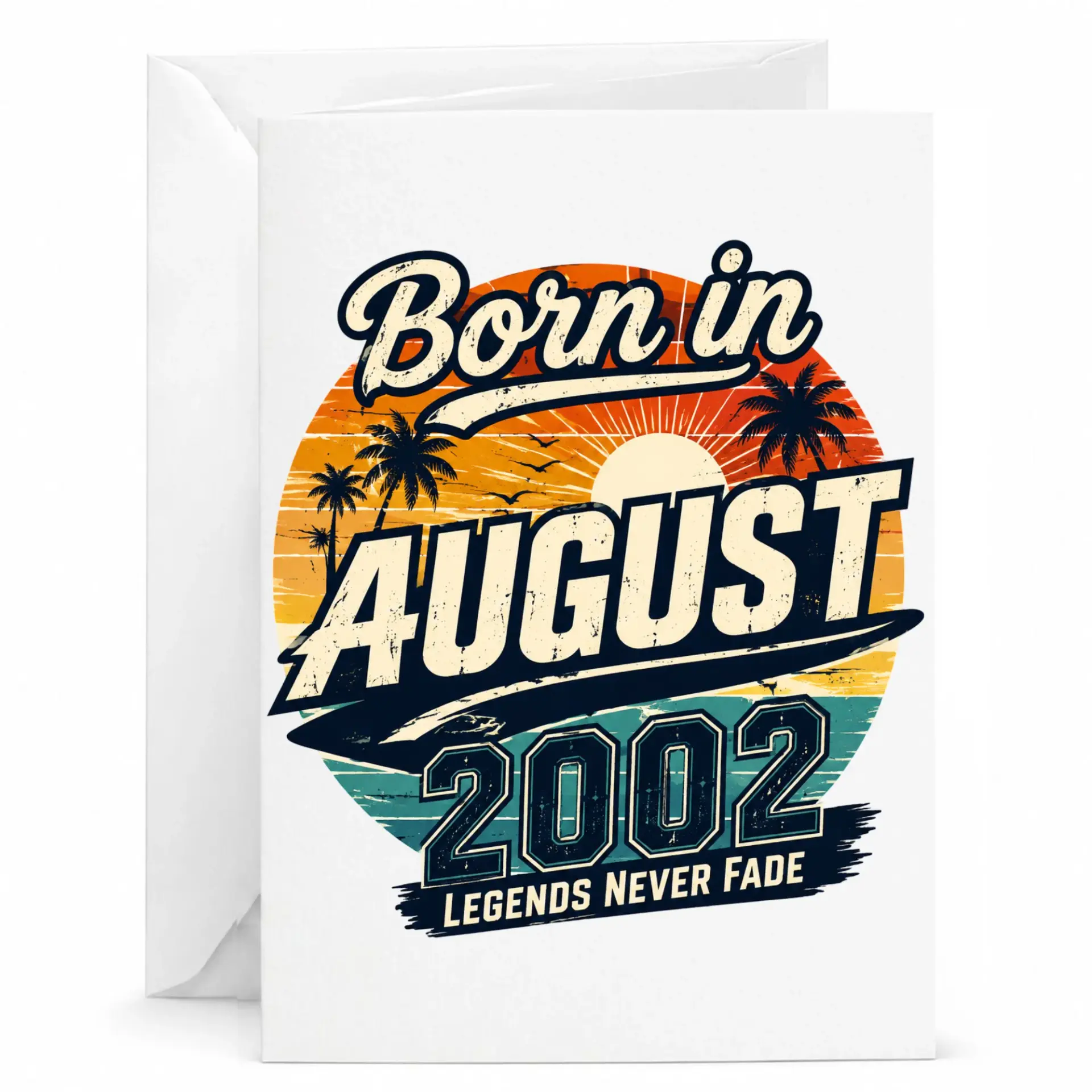 Birthday Card Born in August 2002 Legends Never Fade Vintage Style Greeting Card for Retro Lovers Milestone Celebration