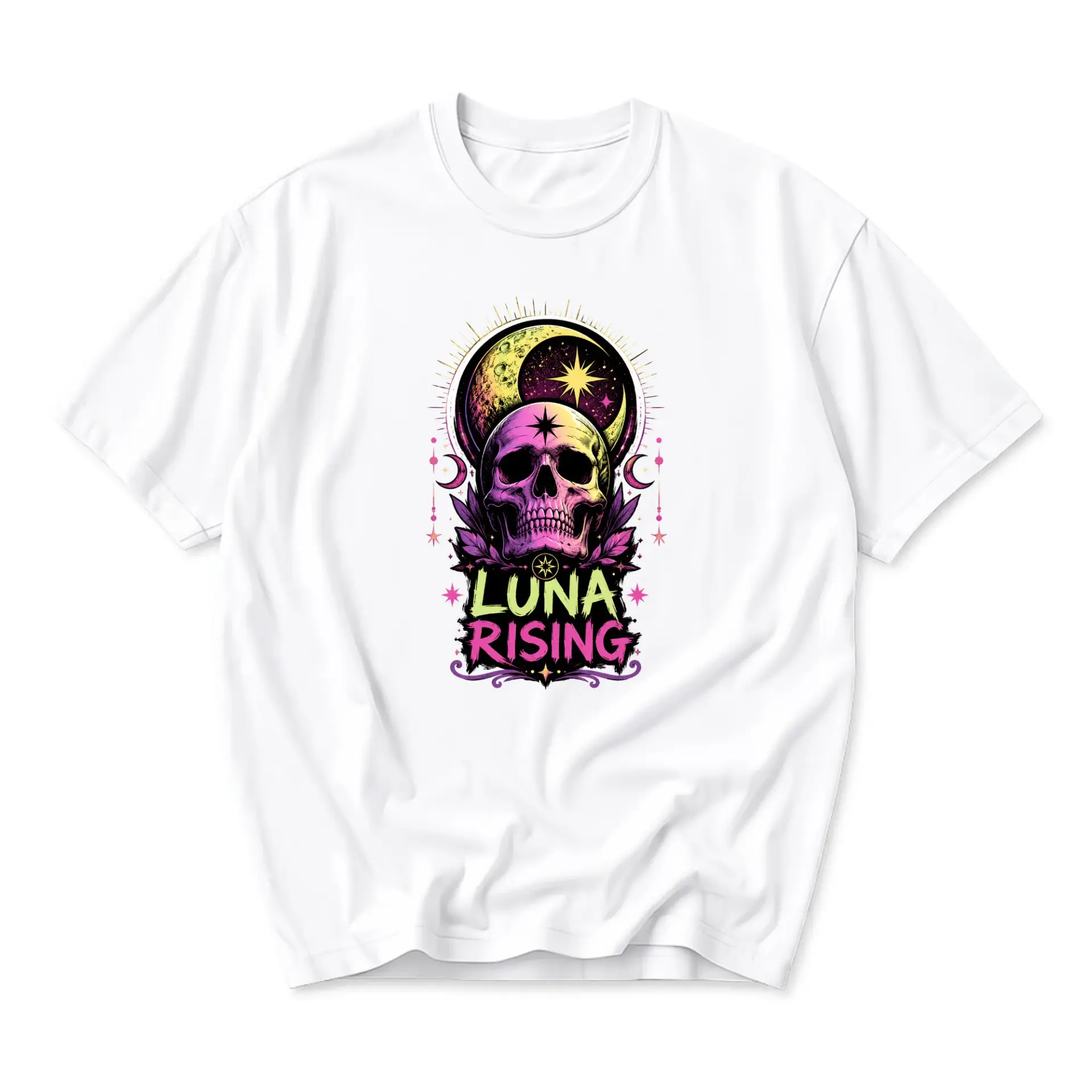 Graphic Tee Luna Rising Celestial Skull Art Unisex Crew Neck Casual Everyday Short Sleeve Cotton Blend T-Shirt Top