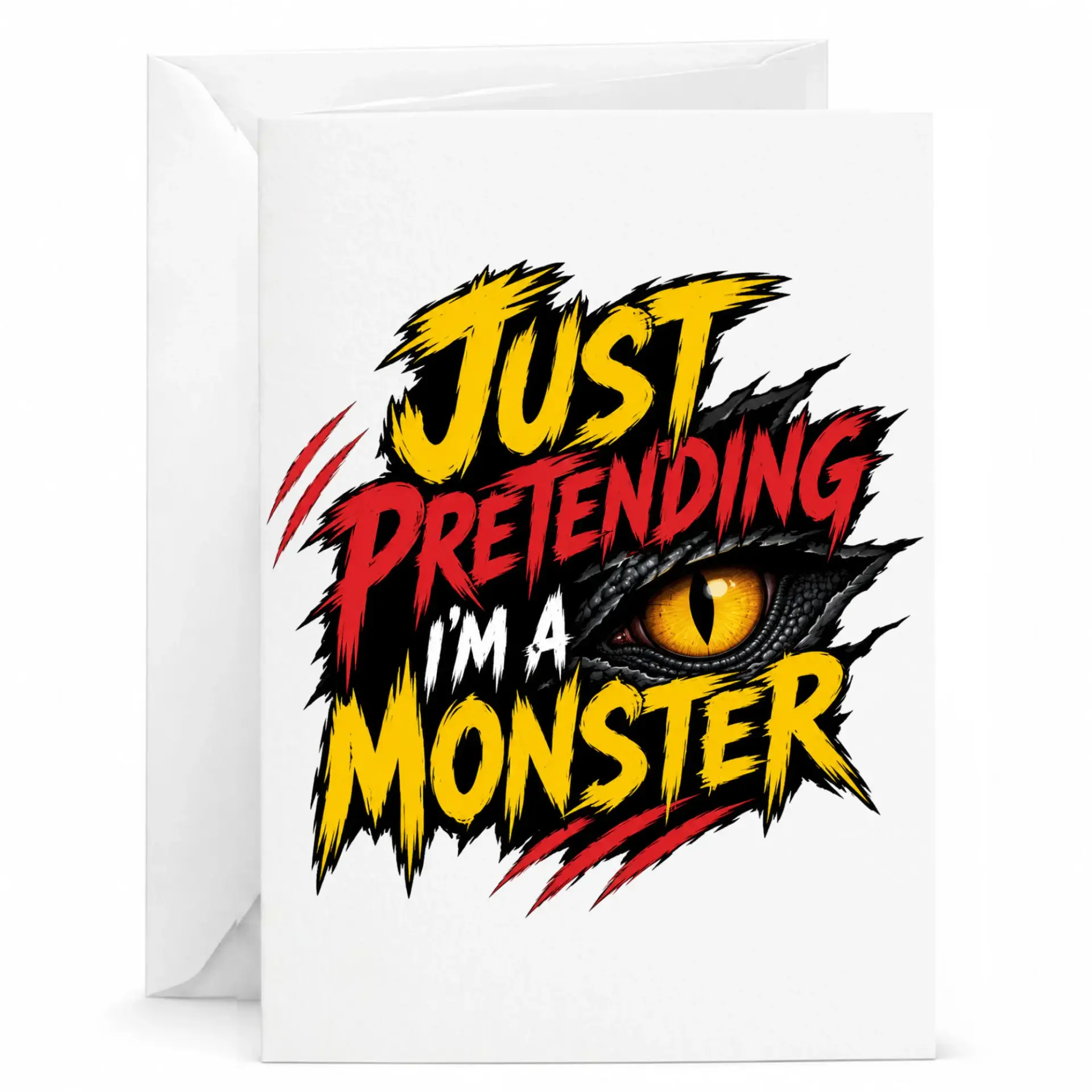 Funny Monster Greeting Card for Birthdays and Encouragement Just Pretending Im a Design 5x7 Inch Note