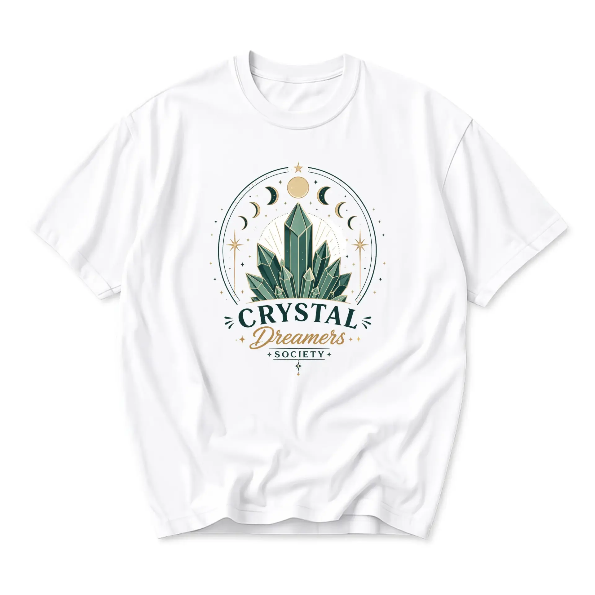 Crystal Dreamers Society Graphic Tee Unisex Cotton Crew Neck Short Sleeve Casual Everyday Artistic Nature Lover Shirt