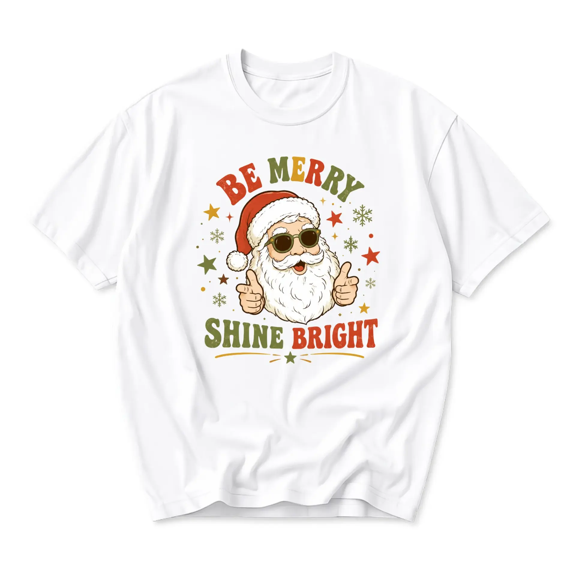 Funny Shirt Santa Claus Graphic Tee Retro Holiday Humor Print Unisex Crew Neck Casual Everyday Wear Soft Cotton Top