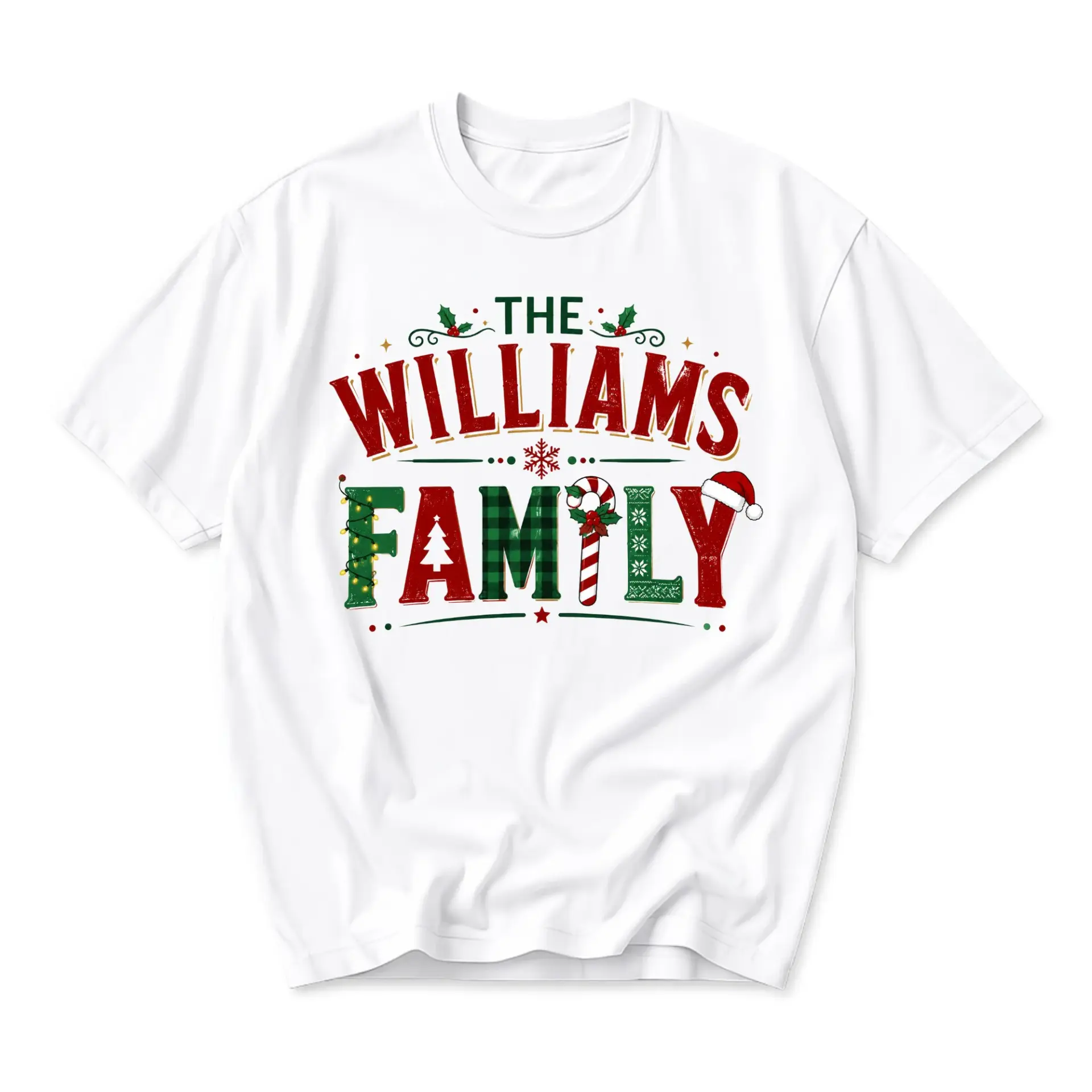 T-shirt the Williams Family Graphic Tee Holiday Season Custom Names Unisex