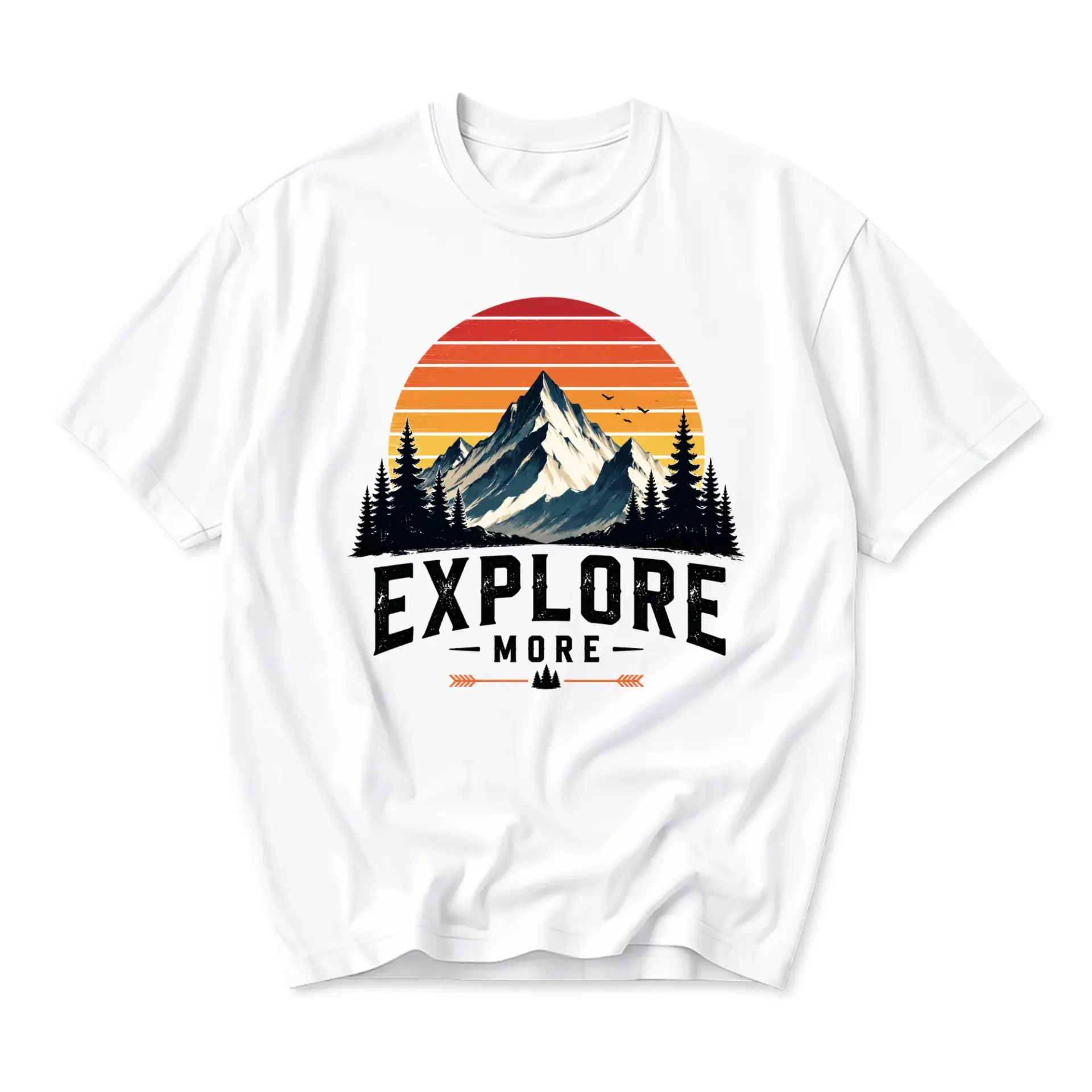 Graphic Tee Explore More Mountain Sunset Wilderness Nature Theme Unisex Crew Neck Short Sleeve Casual Shirt