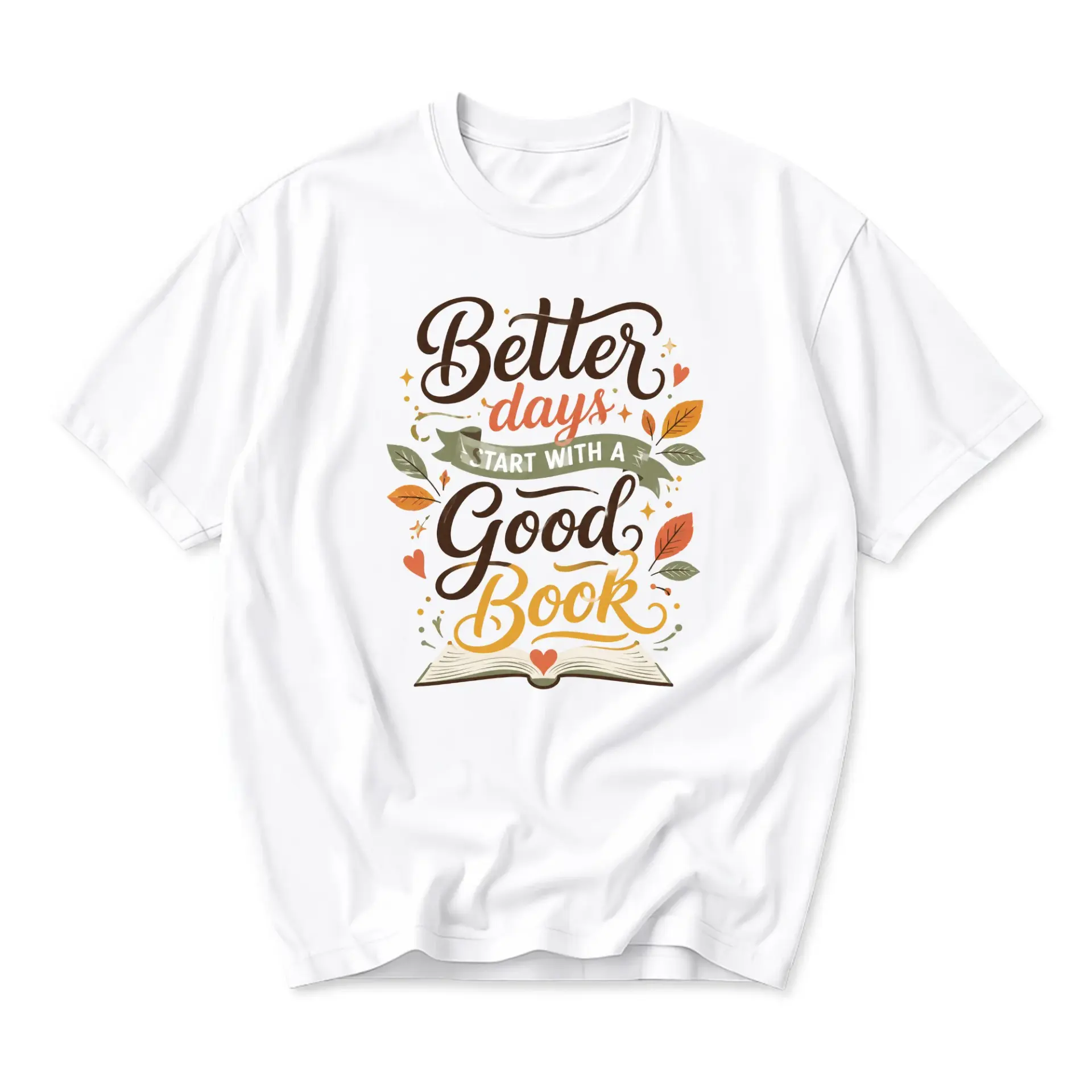 Graphic Tee Better Days Start with a Good Book Printed Shirt Unisex Casual Crew Neck Soft Cotton Apparel for Readers