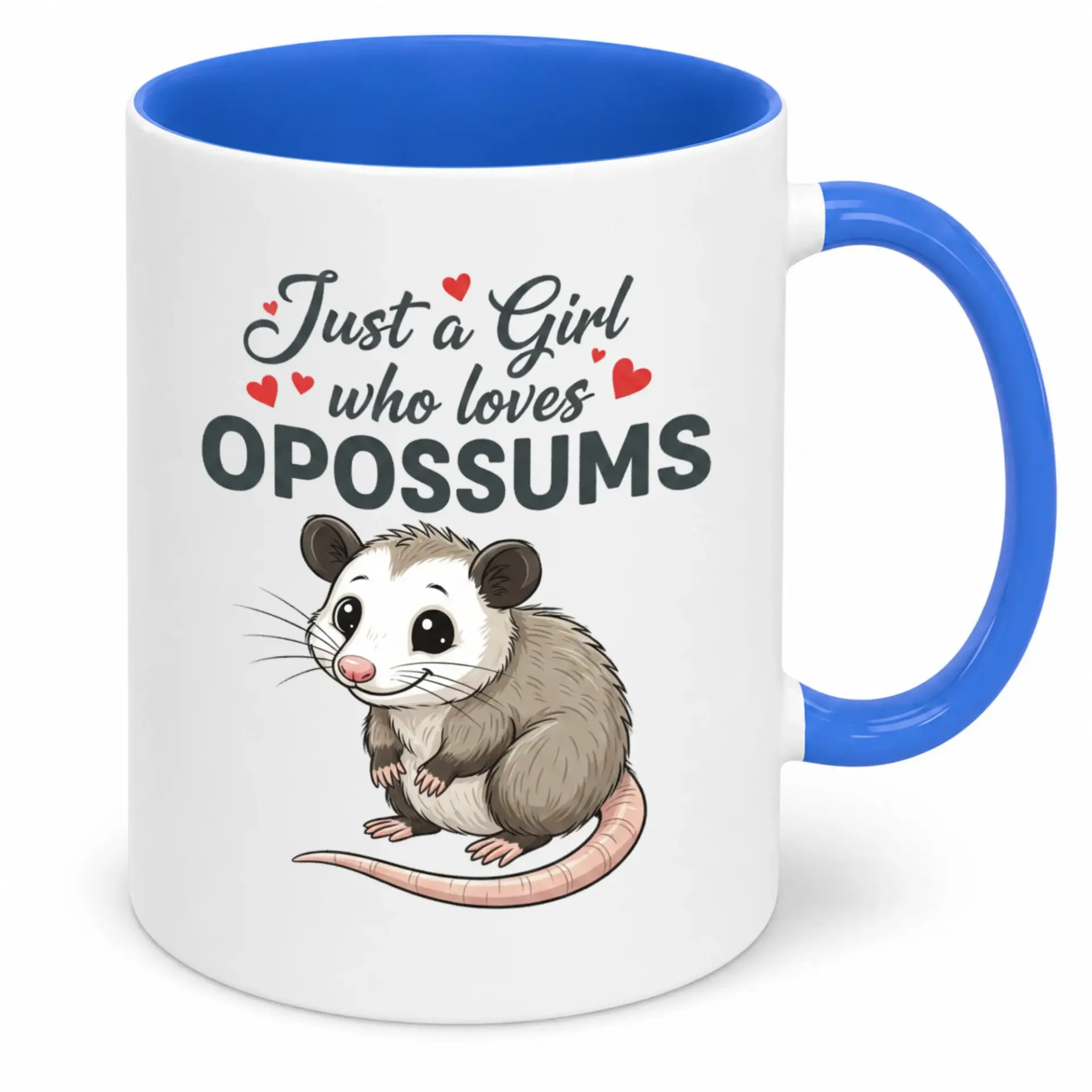 Funny Opossum Lover Ceramic Coffee Mug with Cute Animal Print Just a Girl Who Loves Opossums Themed Drinkware for Her