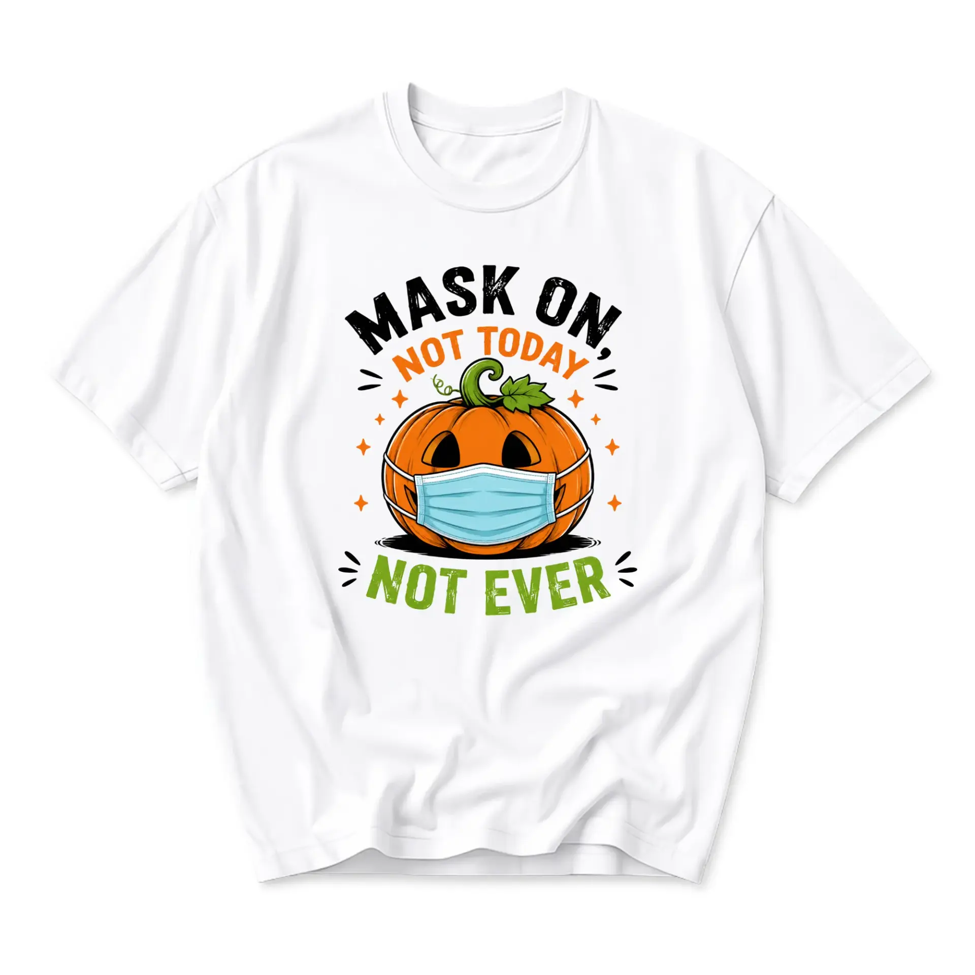 Funny Shirt Mask on Not Today Pumpkin Graphic Tee Halloween Inspired Unisex Casual Apparel for Autumn Seasonal Wear