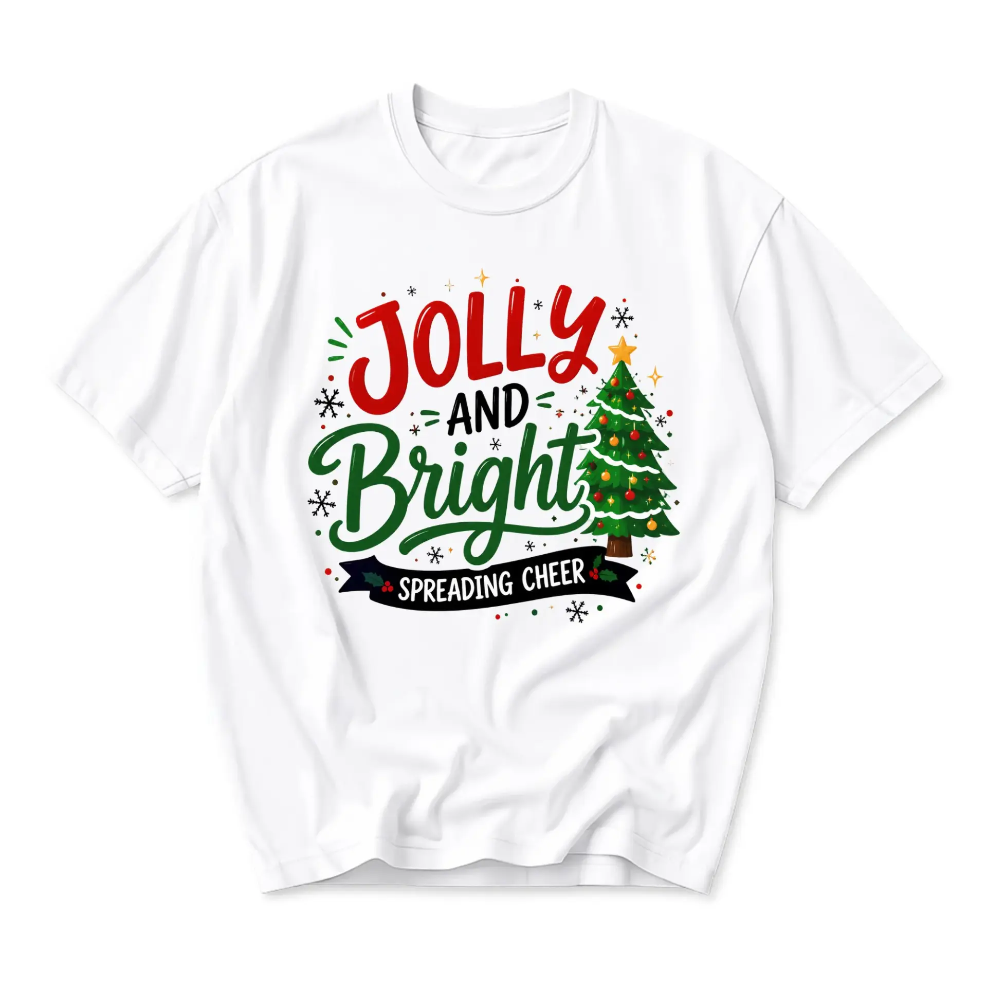 Funny Shirt Jolly and Bright Spreading Cheer Graphic Tee Unisex Casual