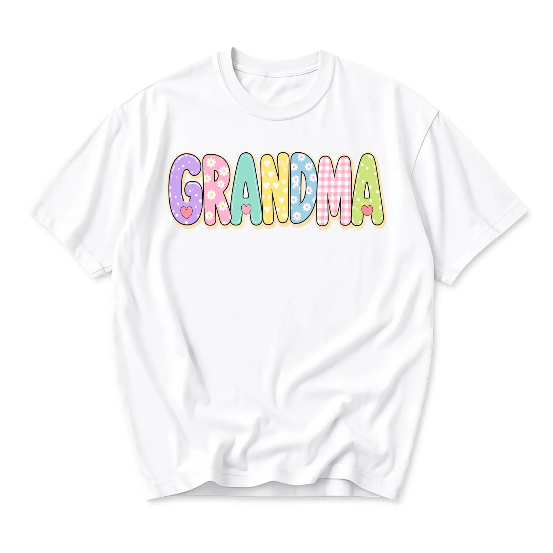 Graphic Tee Grandma Floral Pastel Print Unisex Crew Neck Shirt for Everyday
