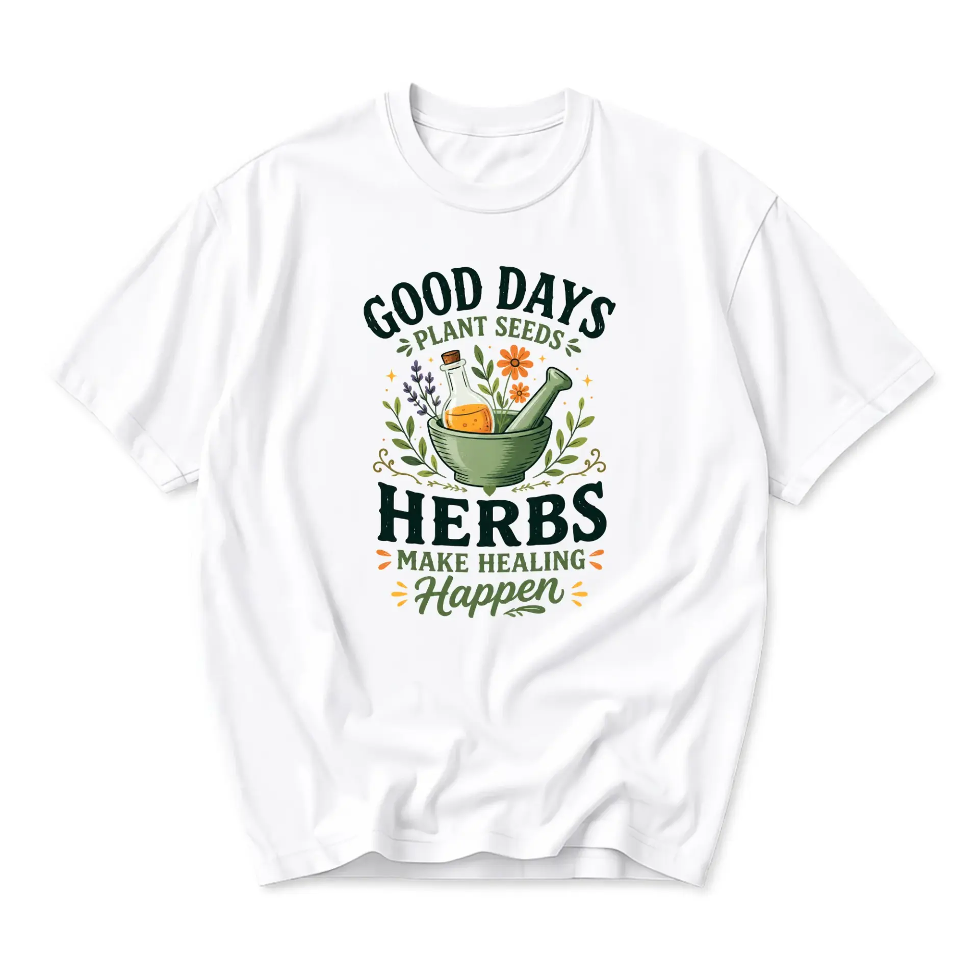 Graphic Tee Unisex Natural Herbal Healing Design Printed Cotton Blend Short Sleeve Crew Neck Casual Everyday Shirt