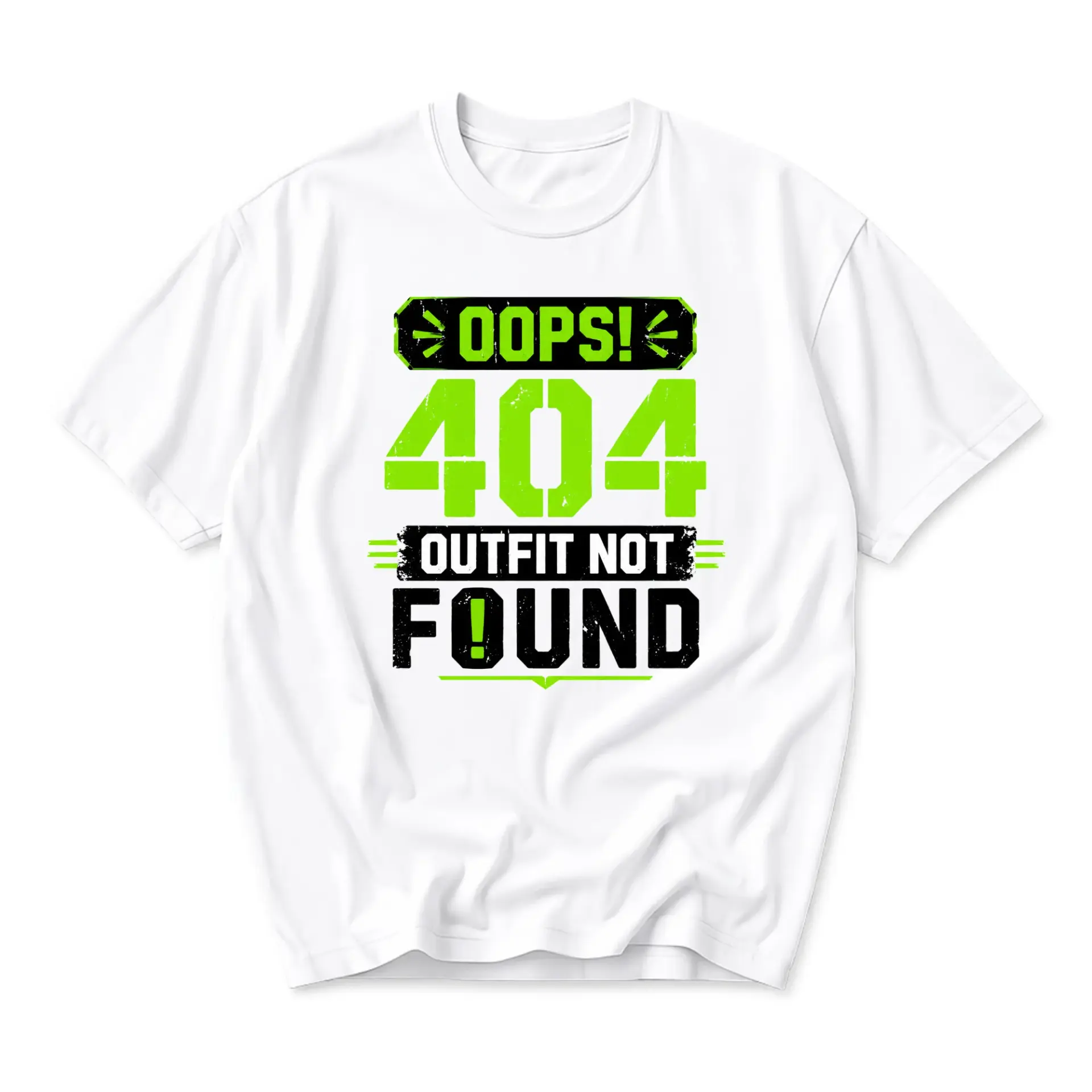 Funny Shirt Oops 404 Outfit Not Found Graphic Tee Unisex Crew Neck Casual Cotton Blend Short Sleeve Top for Everyday