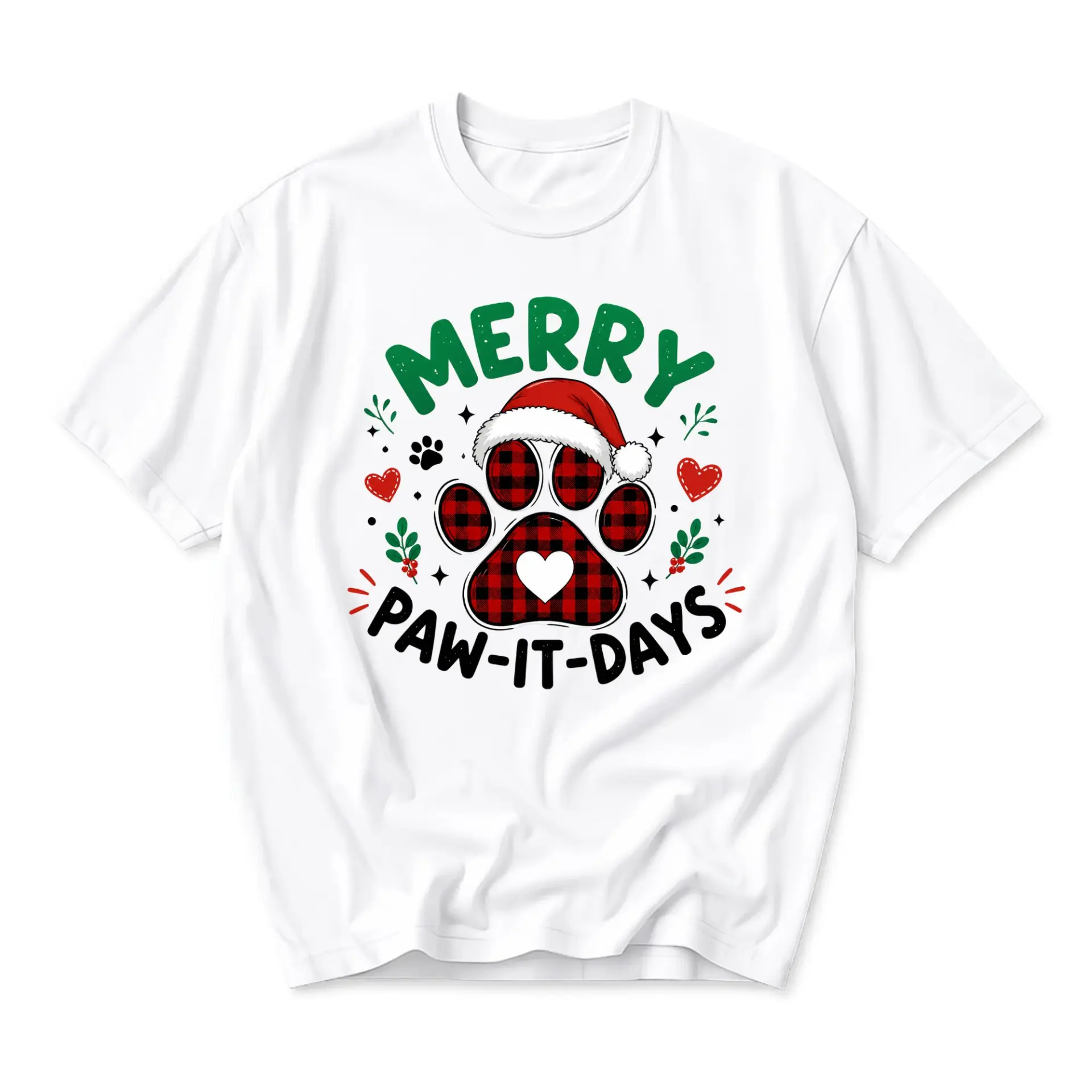 Funny Shirt Merry Paw-It-Days Graphic Tee Holiday Dog Lover Unisex Cotton