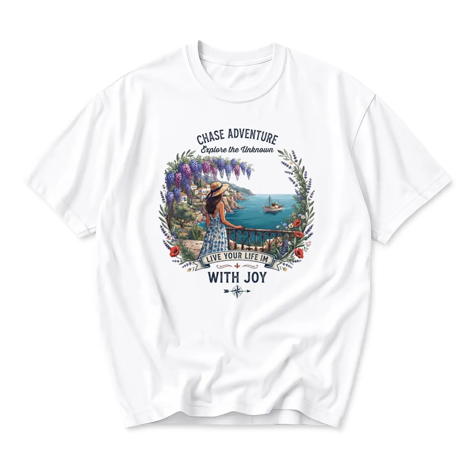 Graphic Tee Chase Adventure Explore the Unknown Travel Inspired Art Unisex Casual Crew Neck Short Sleeve Cotton Shirt