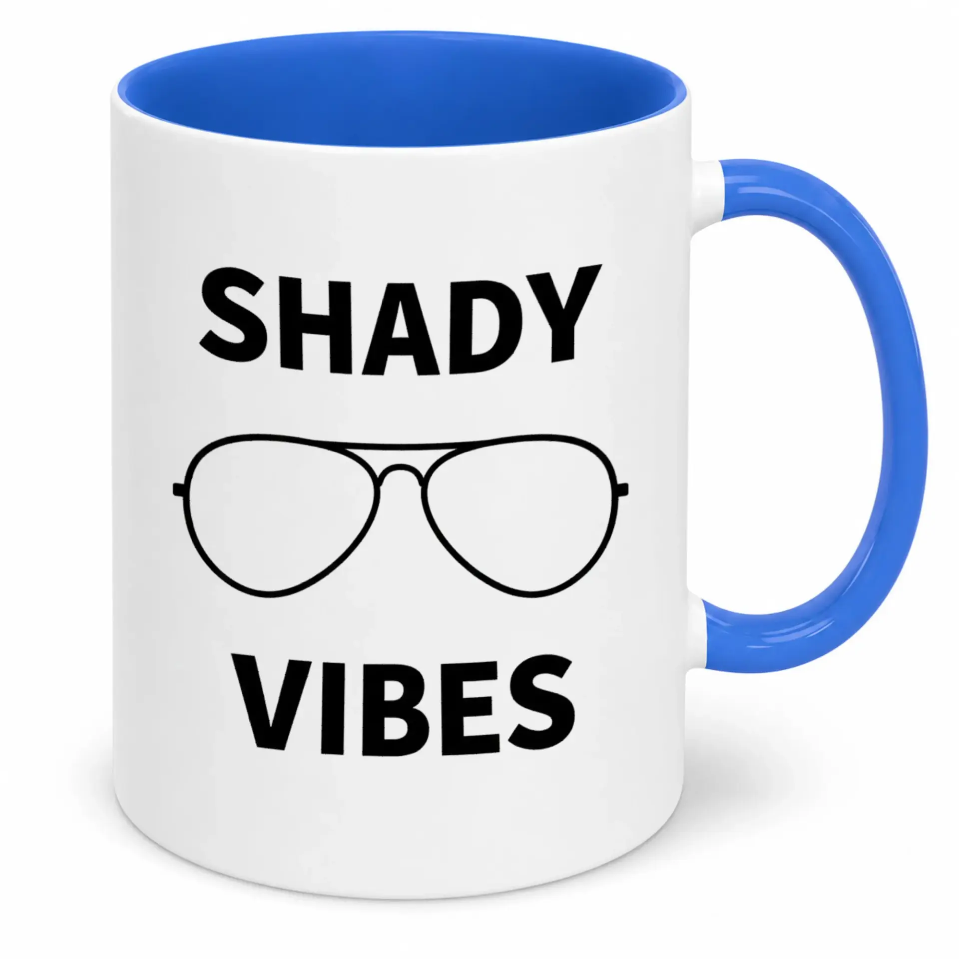 Funny Shady Vibes Sunglasses Coffee Mug, Unique Ceramic Beverage Cup for Cool Drinkers, Dishwasher Safe & Microwave Ready Gift