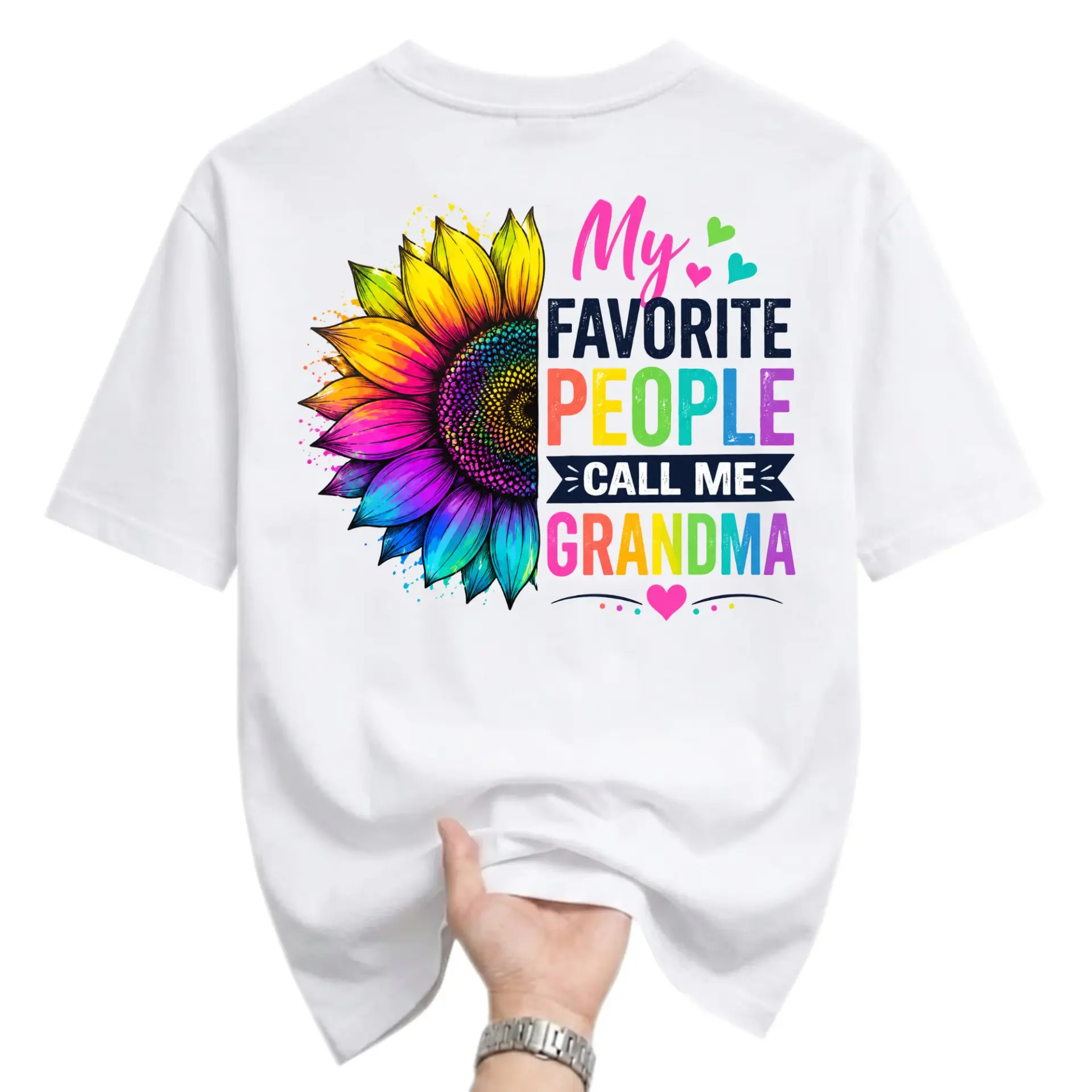 Graphic Tee My Favorite People Call Me Grandma Sunflower Design Casual