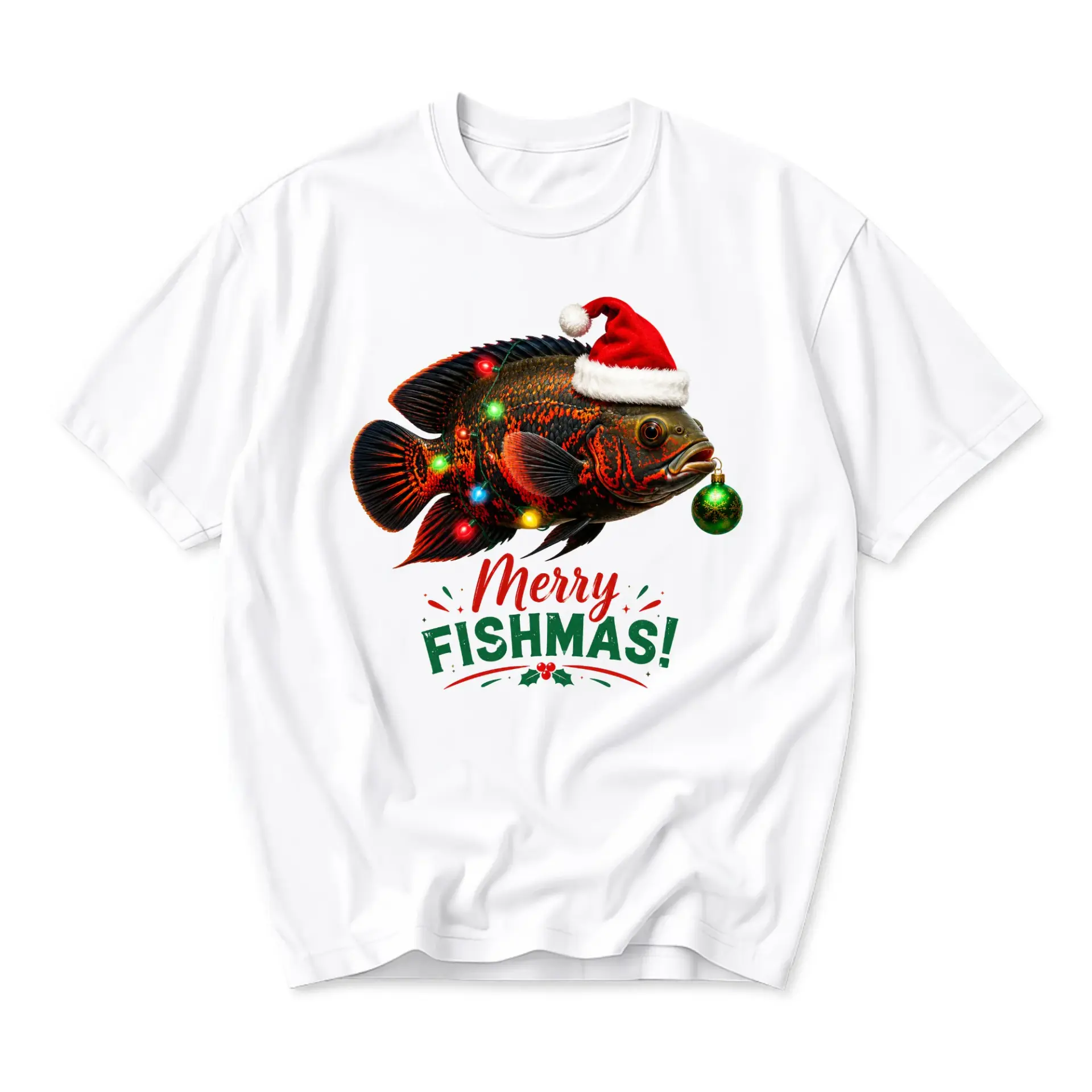 Funny Shirt Merry Fishmas Holiday Graphic Tee Featuring Festive Tropical