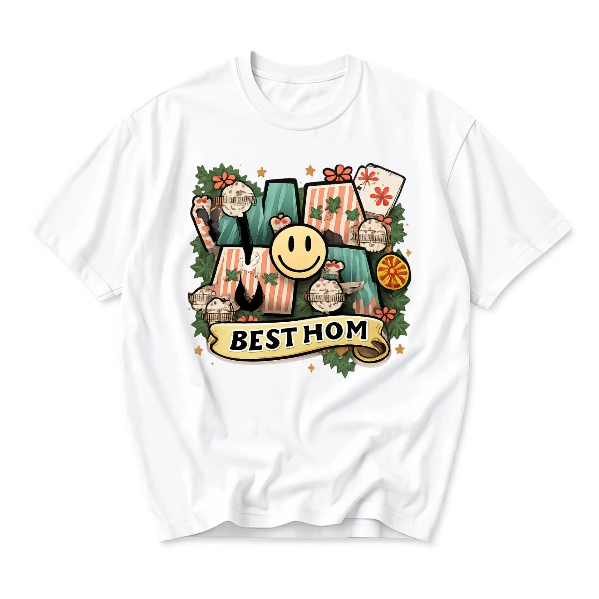 T-shirt Graphic Tee Best Floral Design Trendy Unisex Crew Neck Casual