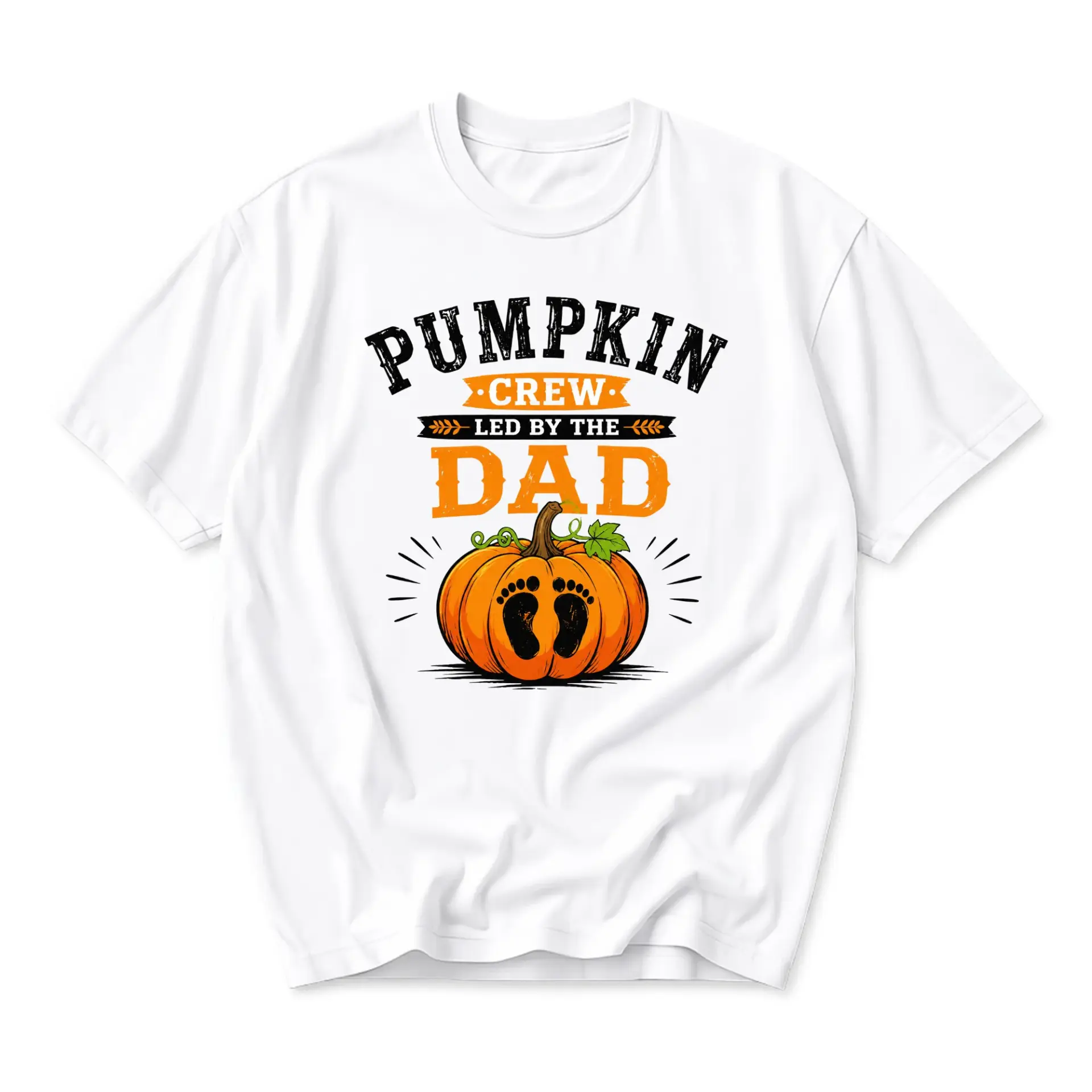 Graphic Tee Pumpkin Crew Led by the Dad Unisex T-Shirt Fall Autumn Seasonal Apparel for Everyday Casual Wear