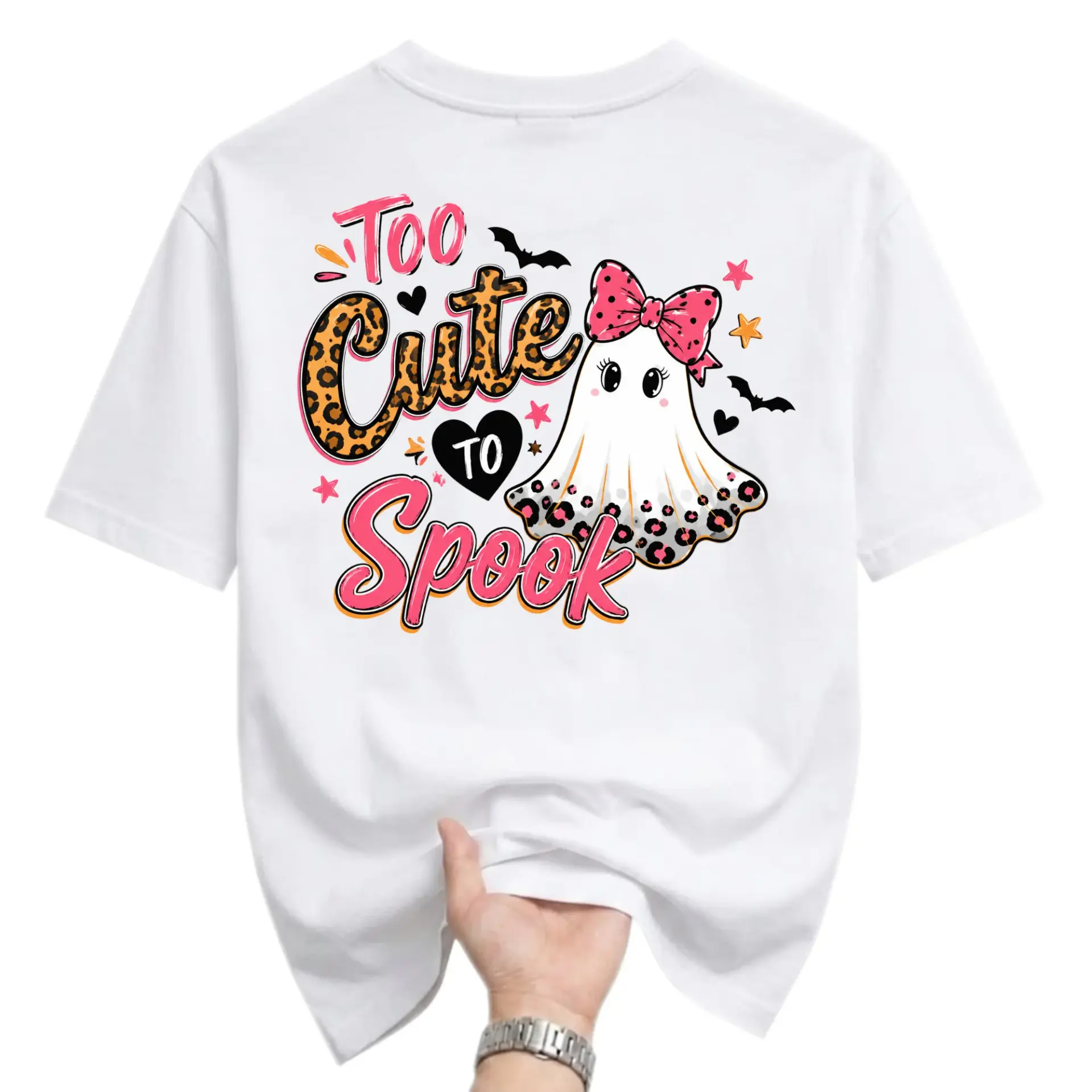 Graphic Tee Too Cute to Spook Halloween Shirt Unisex Crew Neck Short Sleeve Cotton Blend Casual Holiday Top