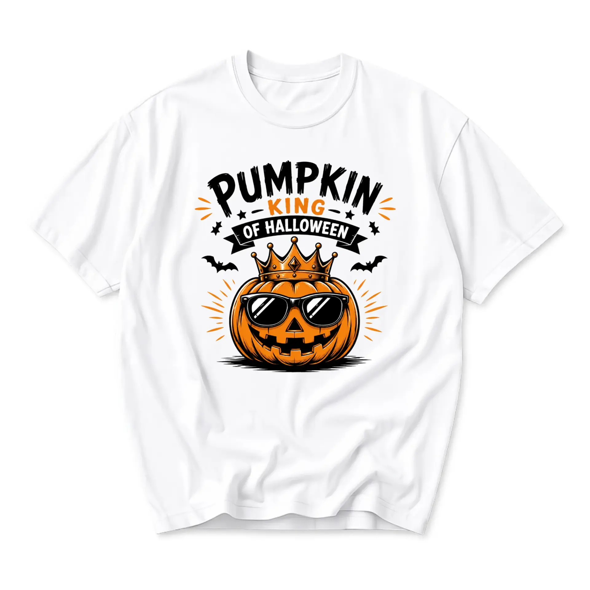 Graphic Tee Pumpkin King of Halloween Unisex T-Shirt Seasonal Autumn Holiday Apparel Crew Neck Casual Cotton Shirt