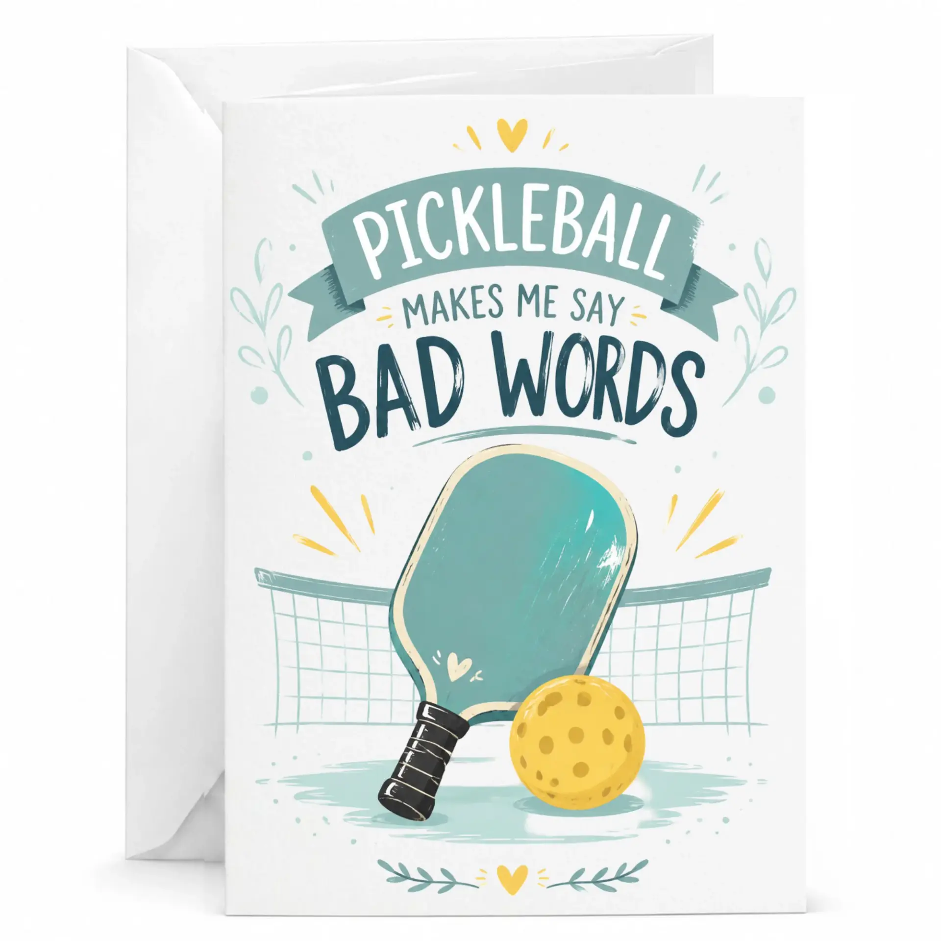 Funny Pickleball Greeting Card, Humorous Sports Themed Note Card for Players and Enthusiasts with Envelope