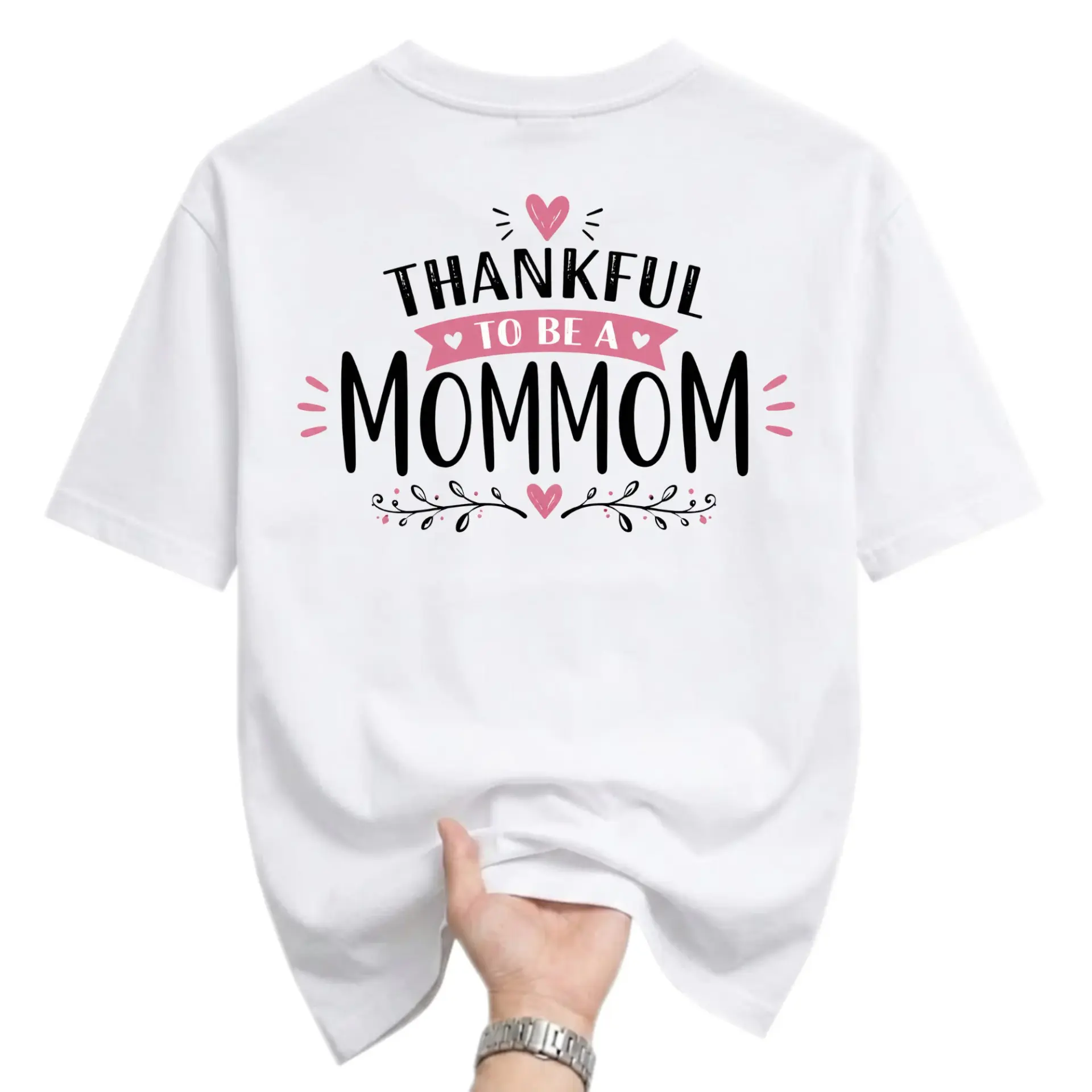 Graphic Tee Thankful to Be a Mommom Unisex Casual Everyday Crew Neck Soft Cotton Short Sleeve Printed Shirt