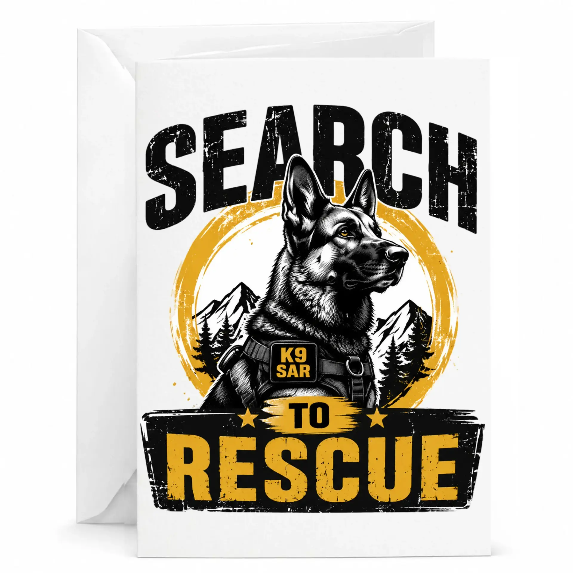 Greeting Card Search to Rescue German Shepherd Dog Design Professional Stationery for Canine Enthusiasts and Handlers