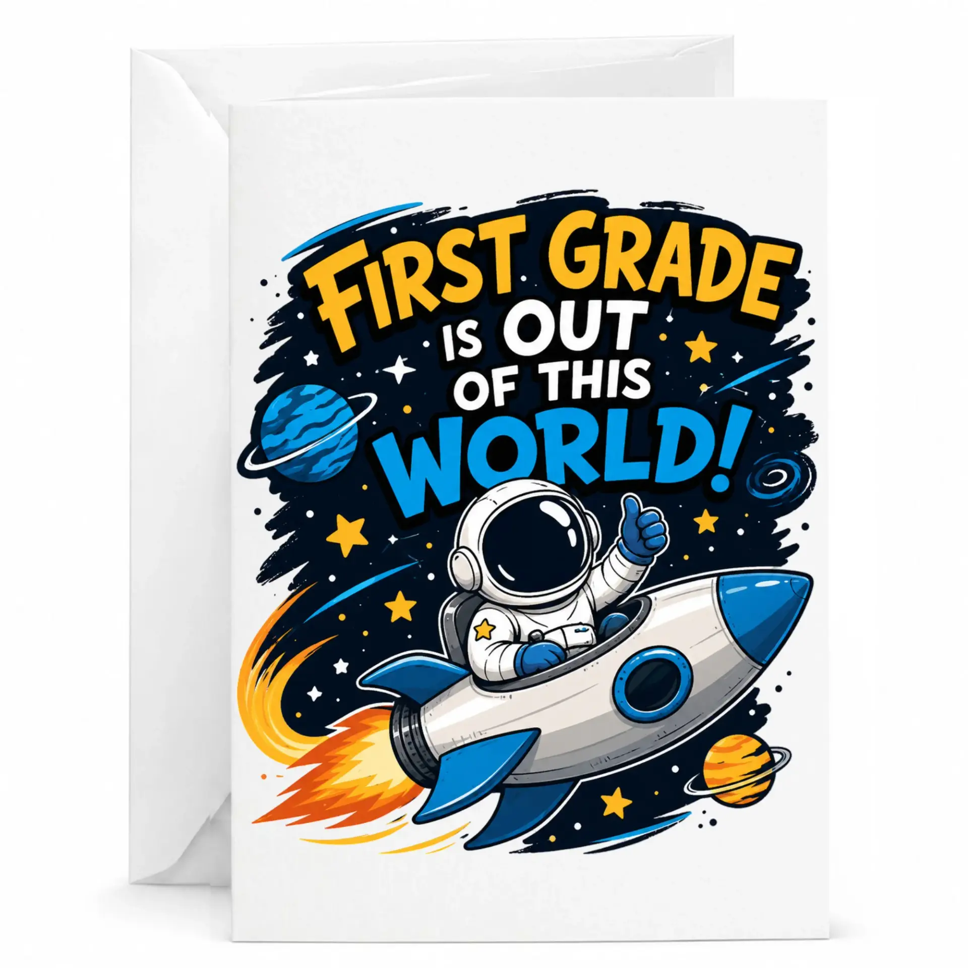 Funny Out of This World Greeting Card for Academic Achievement and Milestone Celebrations Includes White Envelope