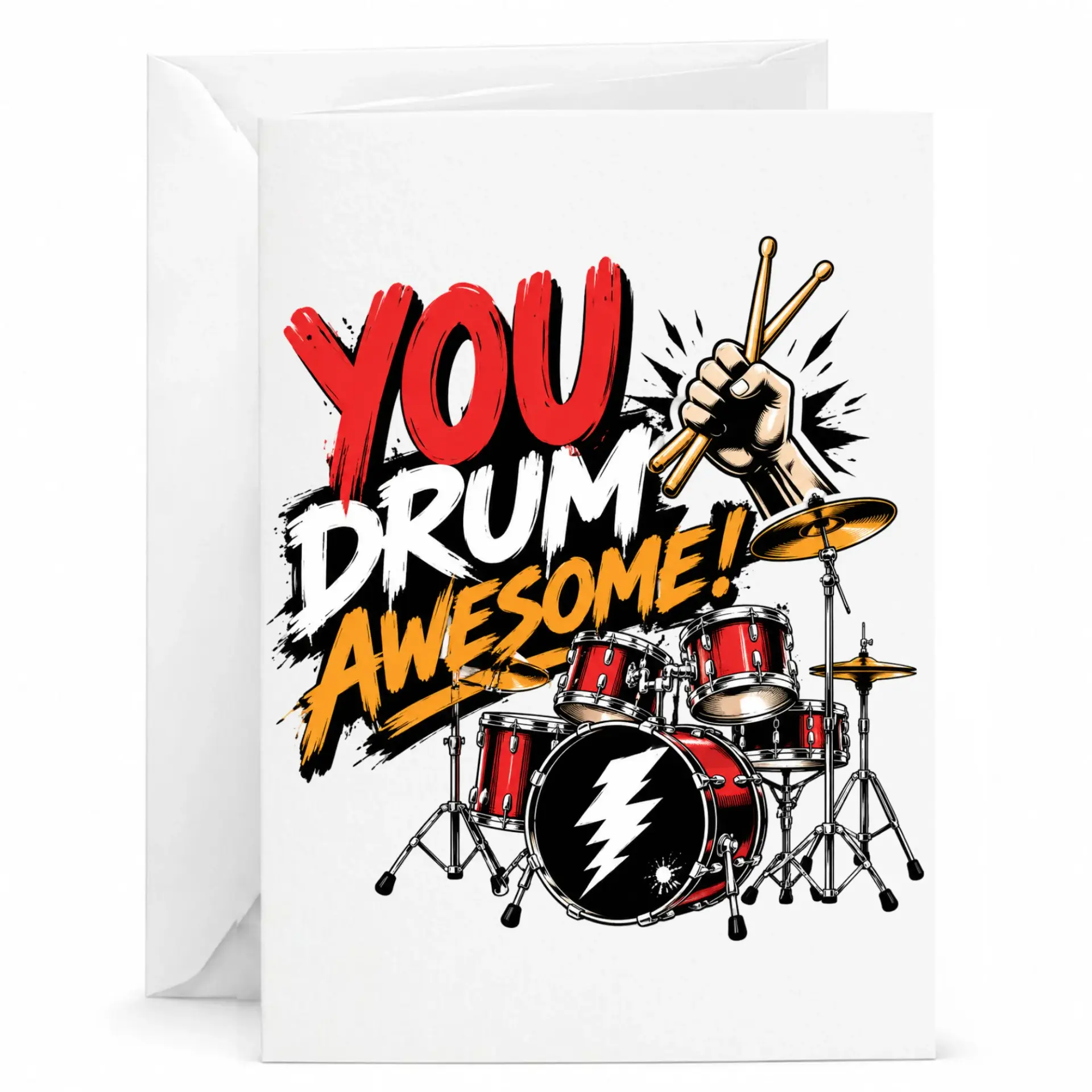 Funny Greeting Card You Drum Awesome Music Lover Drummer Appreciation Gift for Musicians or Music Fans 5x7 Folded Card