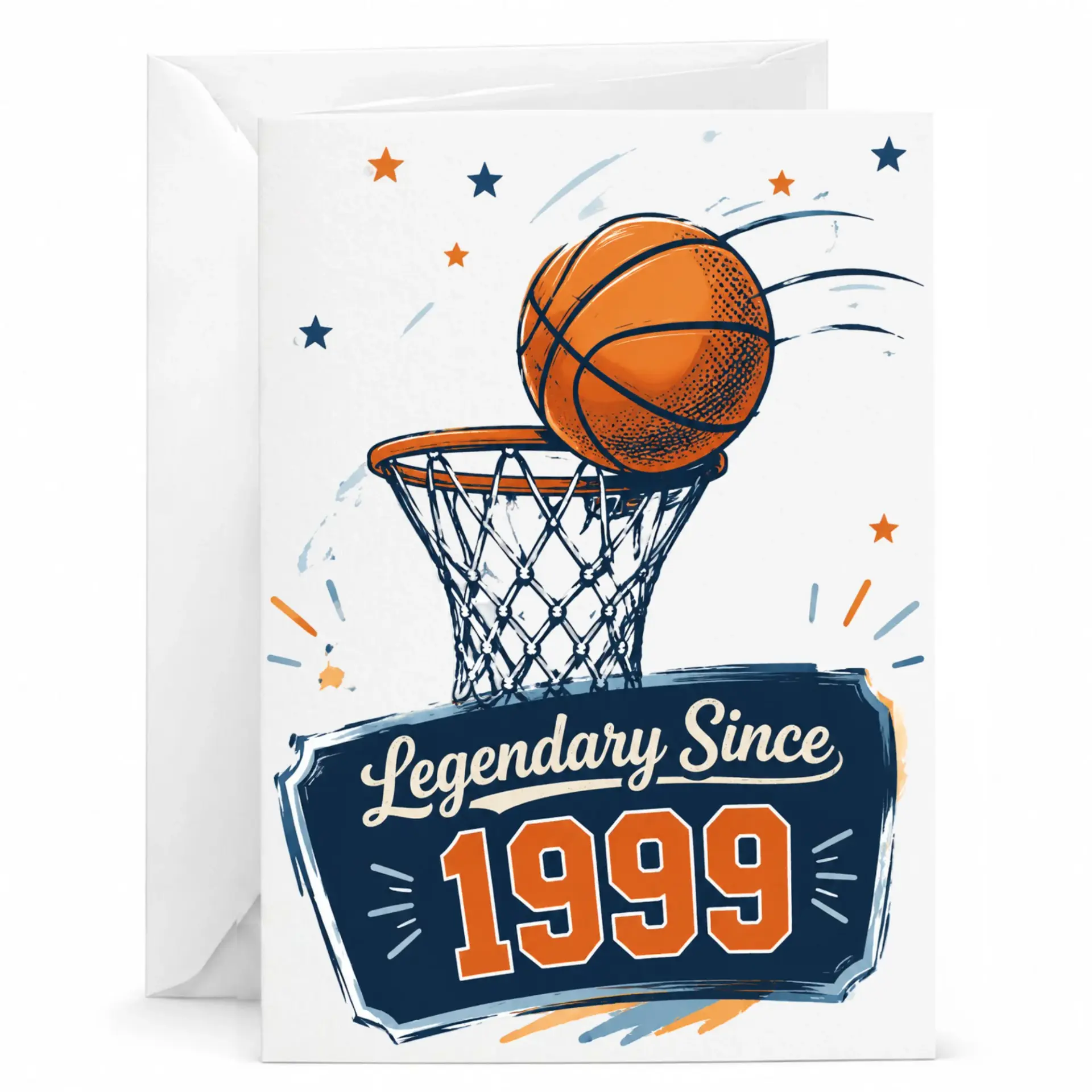 Greeting Card Legendary Since 1999 Basketball Theme Birthday Gift for Sports Fans and Milestone Celebrations