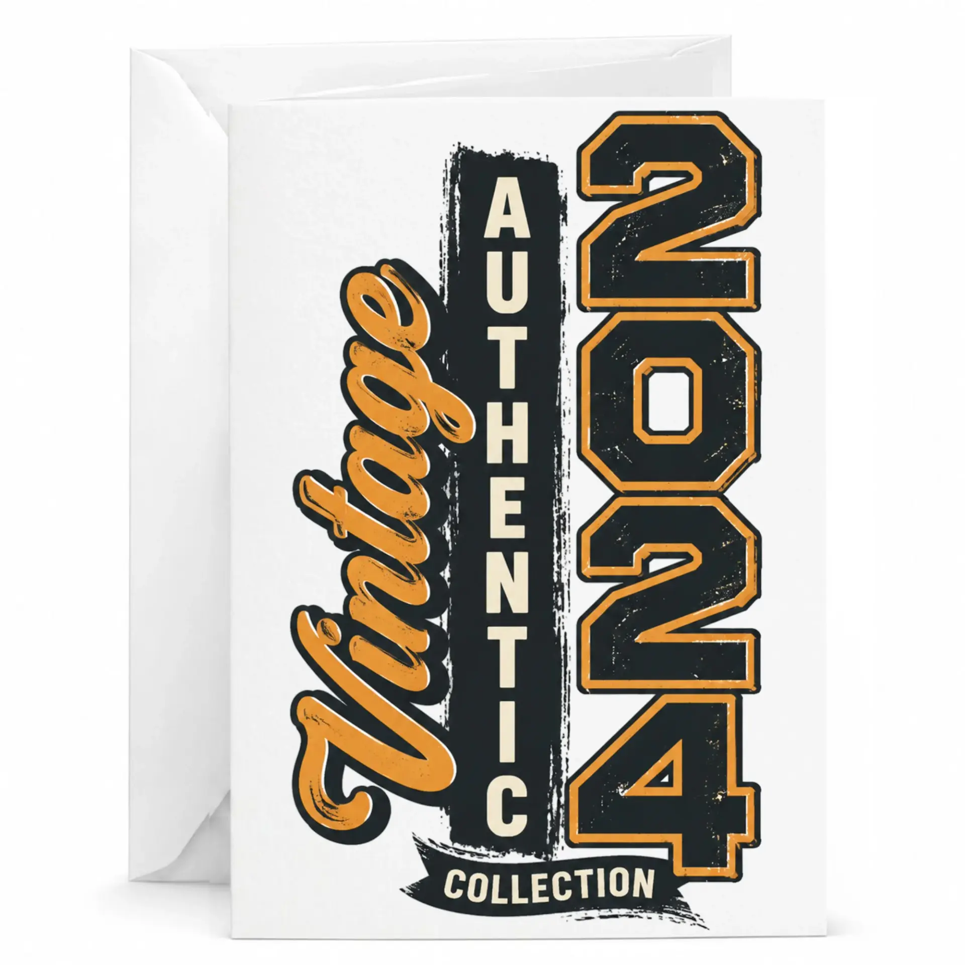 Greeting Card Vintage Authentic 2024 Collection Birthday Anniversary Congratulations Folded Note with White Envelope