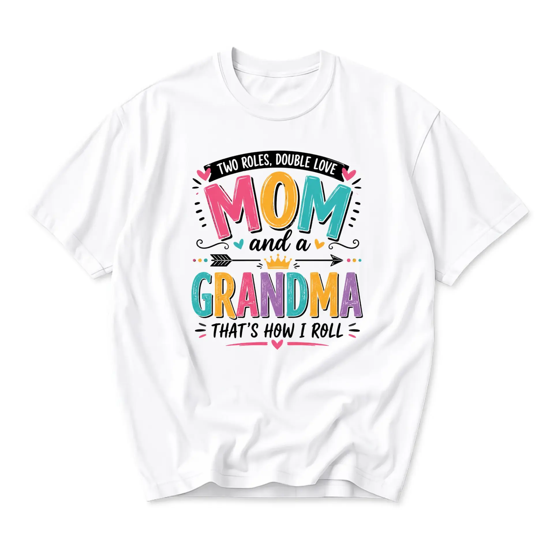 Funny Shirt Two Roles Double Love Grandma Graphic Tee for Women Casual