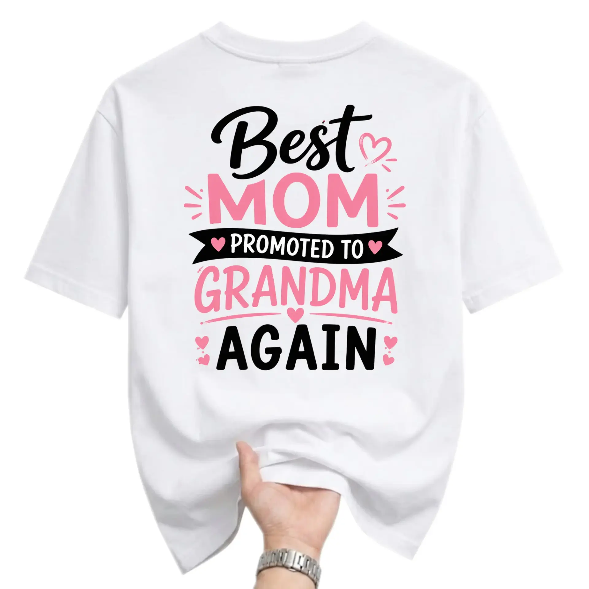 Funny Shirt Best Mom Promoted to Grandma Again Graphic Tee Casual Unisex