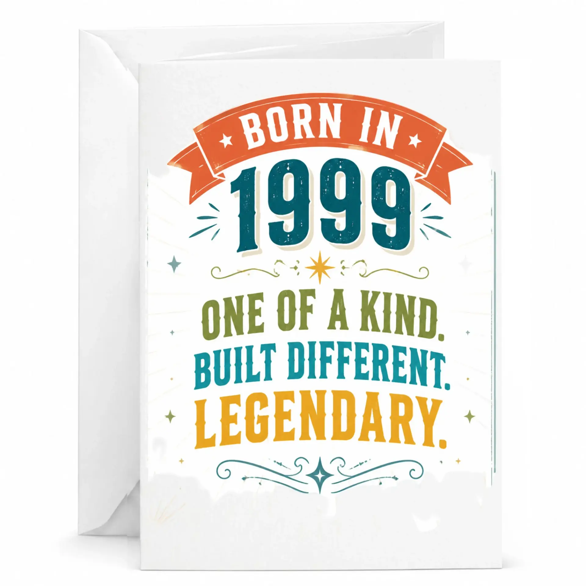 Birthday Card Born in 1999 One of a Kind Built Different Legendary Vintage Inspired Greeting Card for Milestone Birthday
