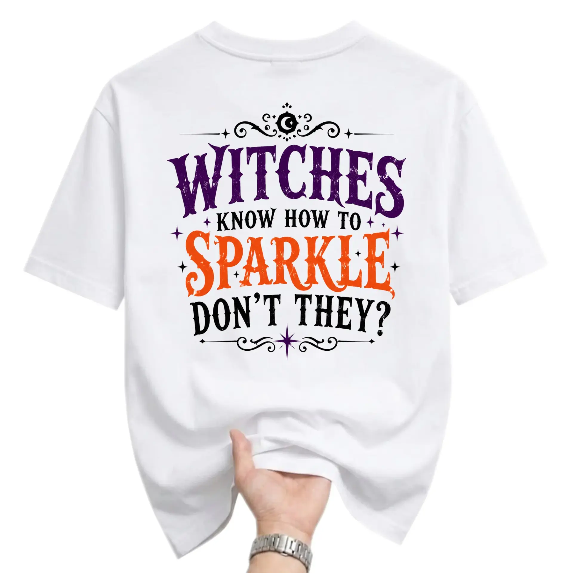 Funny Shirt Witches Know How to Sparkle Graphic Tee Casual Holiday Autumn Apparel for Men and Women Unisex Crew Neck Top
