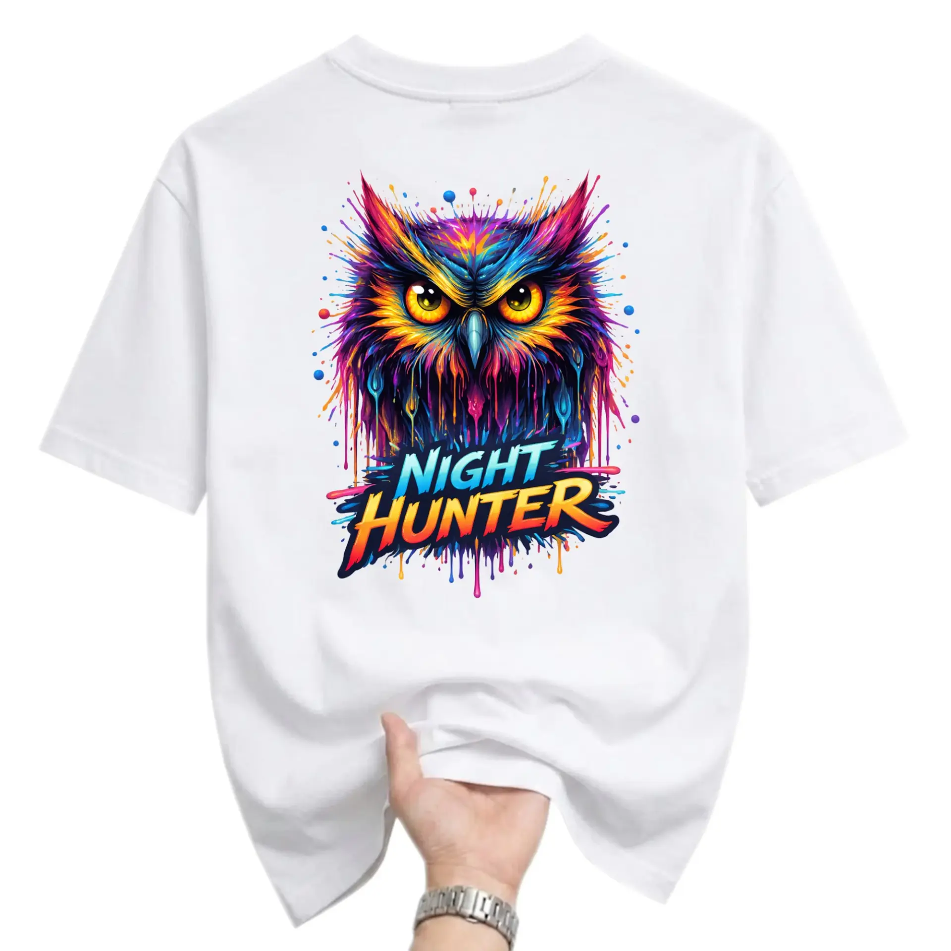 Graphic Tee Night Hunter Owl Artistic Print Unisex Crew Neck Shirt Comfortable Casual Wear Everyday Cotton Top