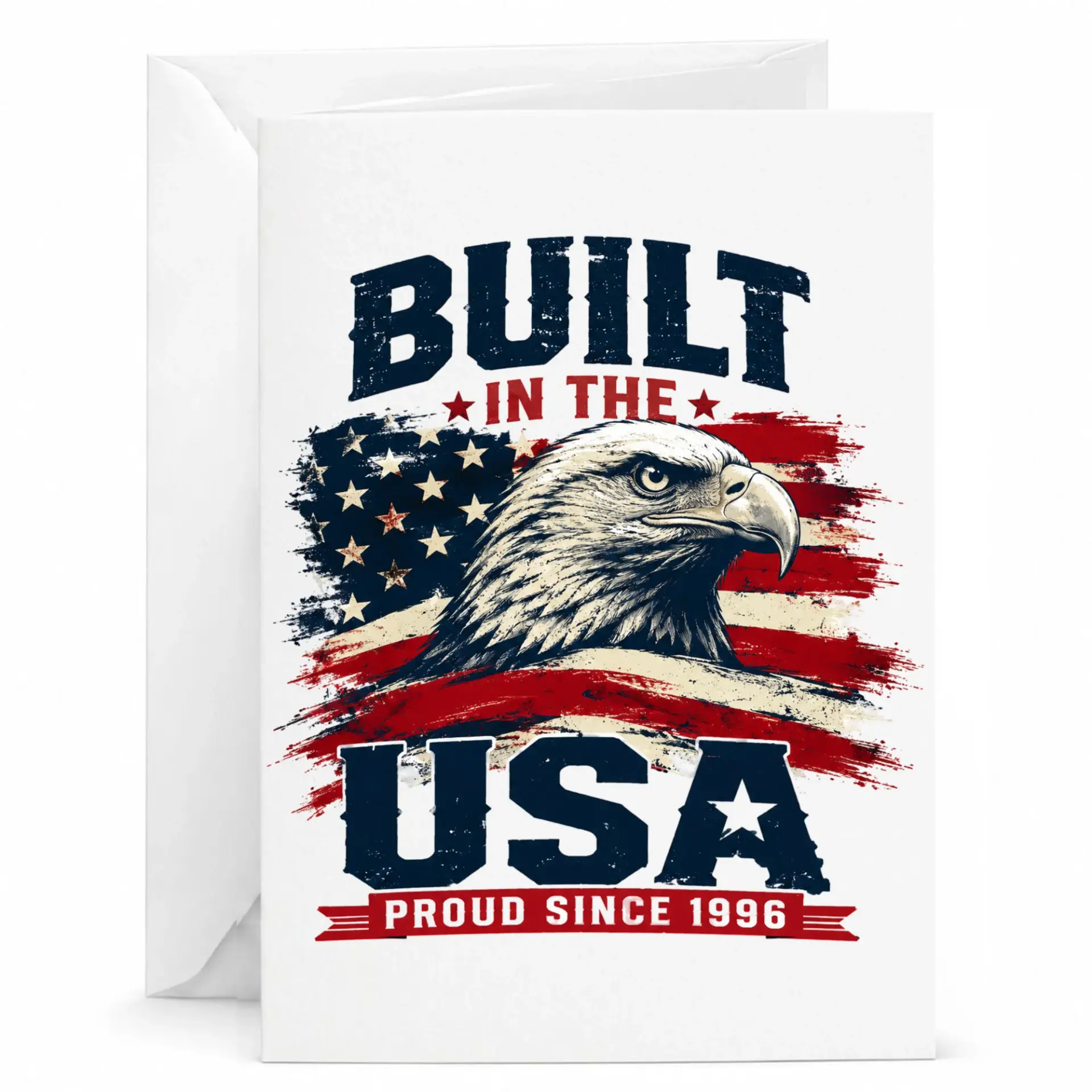 Birthday Card Built in the Usa Proud Since 1996 Patriotic Eagle Greeting Card for Special Occasions