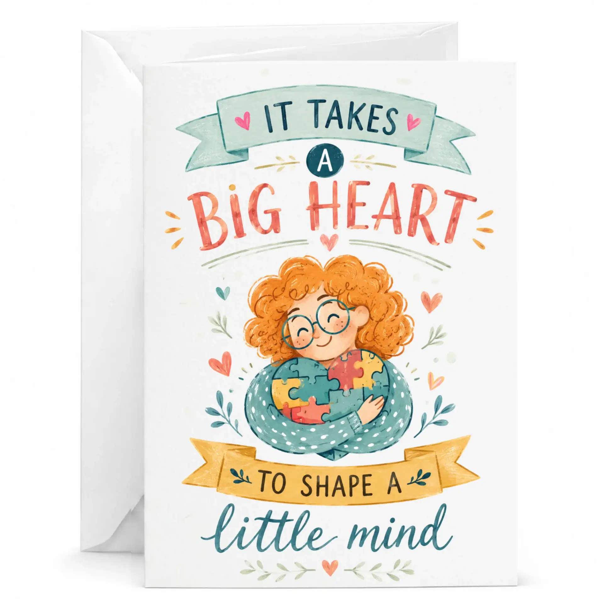 Personalized Greeting Card It Takes a Big Heart to Shape a Little Mind