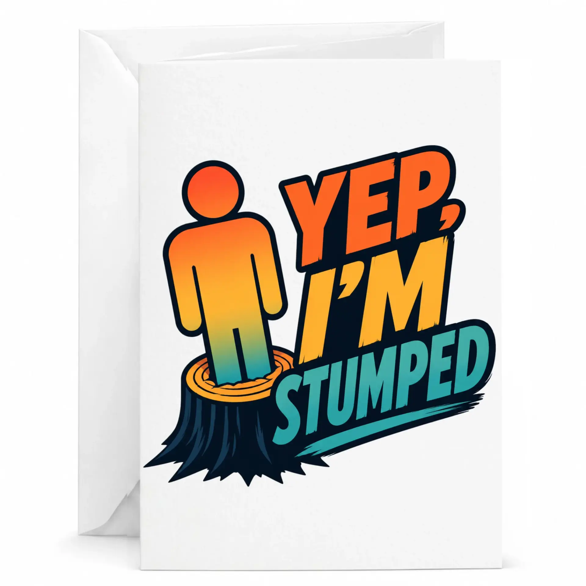 Funny Greeting Card Yep I Am Stumped Pun Design for Coworkers and Friends Printed Stationery 5x7 Inch Folded Card