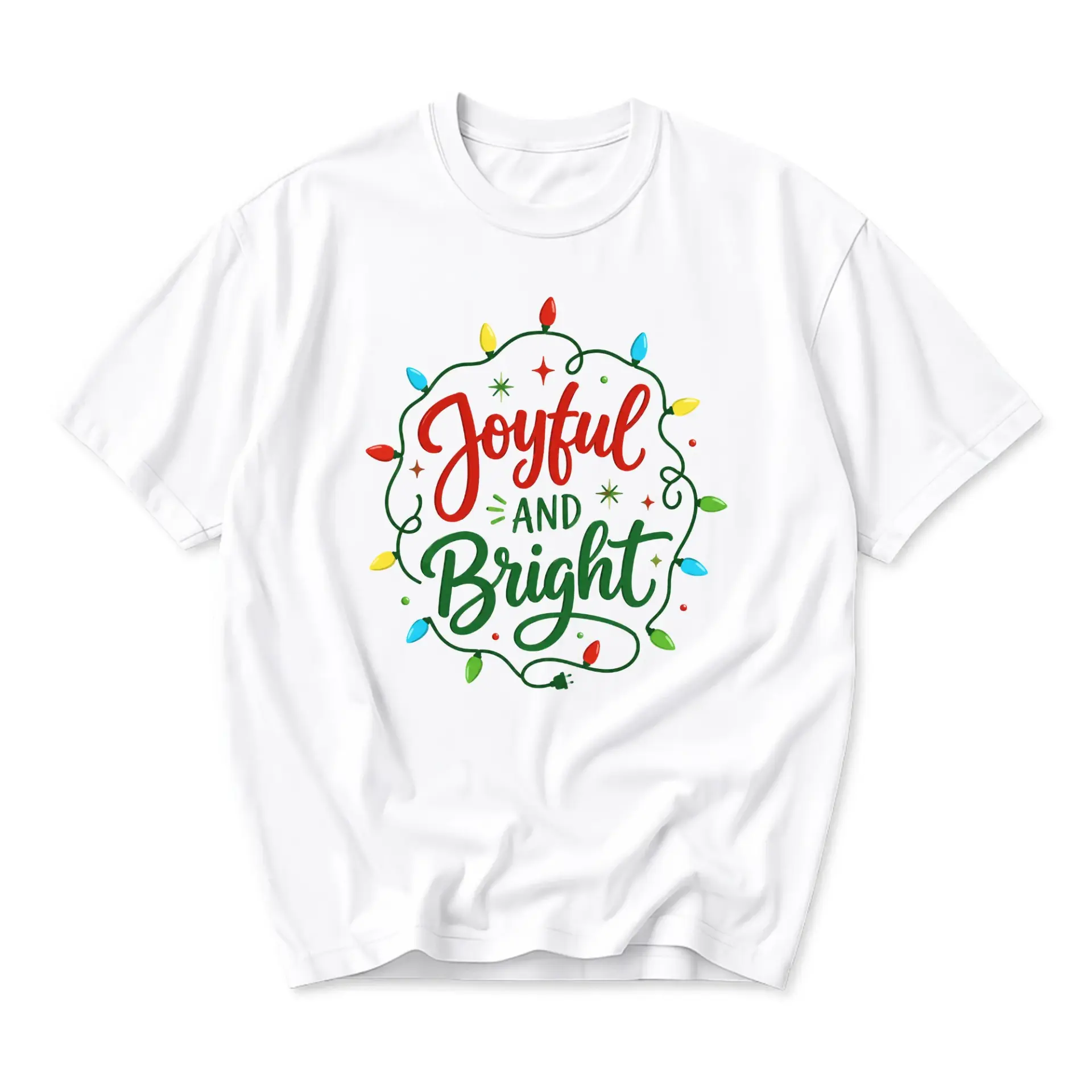 T-shirt Joyful and Bright Holiday Graphic Tee Christmas Seasonal Casual