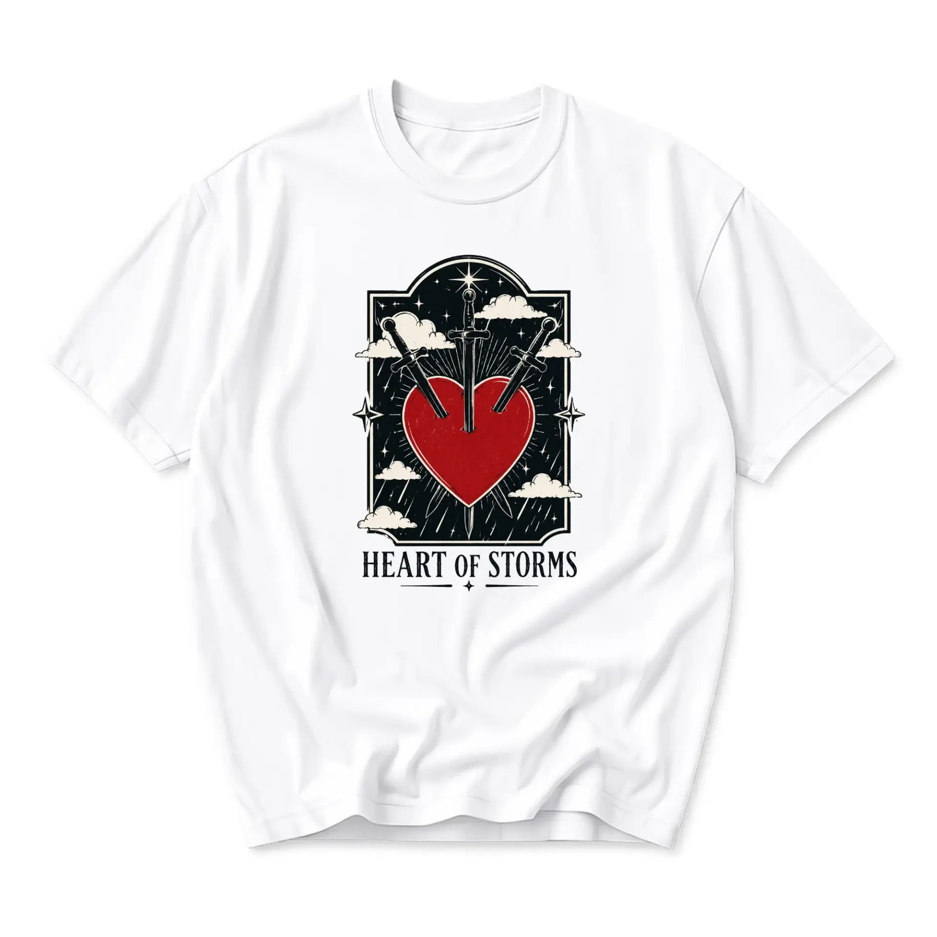 Graphic Tee Heart of Storms Sword Illustration Unisex Casual Crew Neck Comfortable Cotton Blend Everyday Apparel Shirt