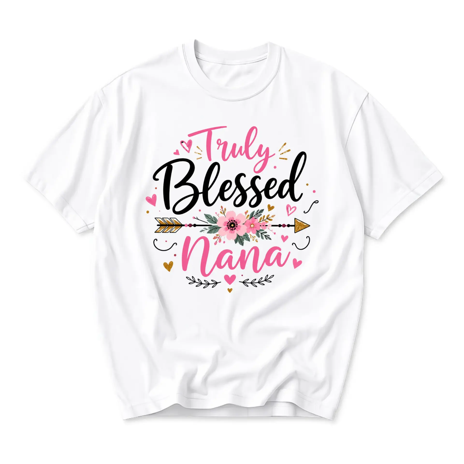 Graphic Tee Nana Floral Print Unisex Crew Neck Casual Everyday Short Sleeve