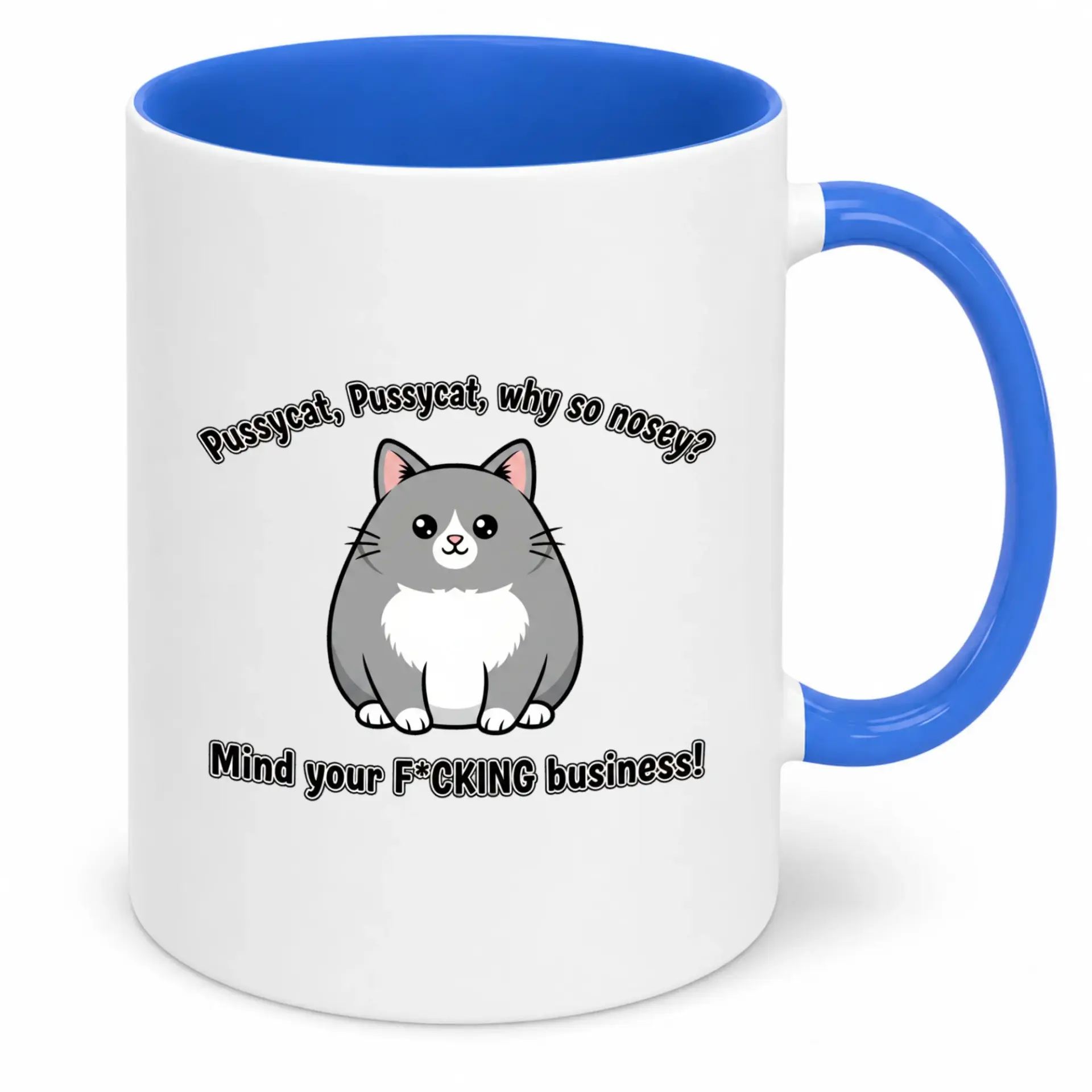Funny Ceramic Coffee Mug with Sarcastic Nosey Cat Design Playful Gag Gift for Coworkers and Friends Durable 11 Oz or 15 Oz Drinkware